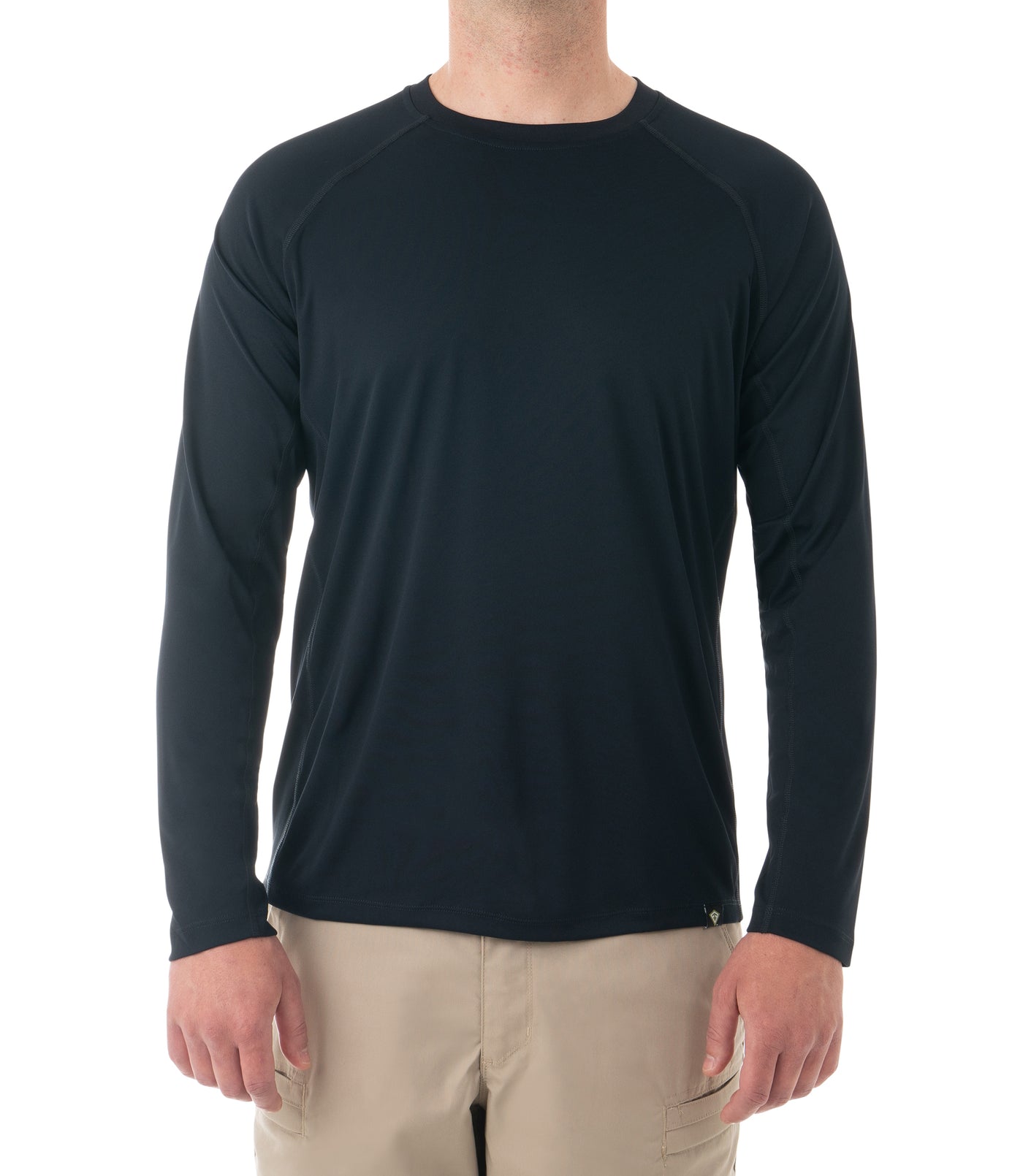 Front of Men's Performance Long Sleeve Shirt in Midnight Navy