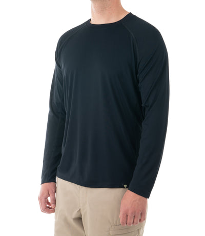 Side of Men's Performance Long Sleeve Shirt in Midnight Navy