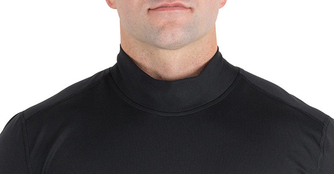 Close up image of the mock neck for the Men's Long Sleeve Mock Neck.