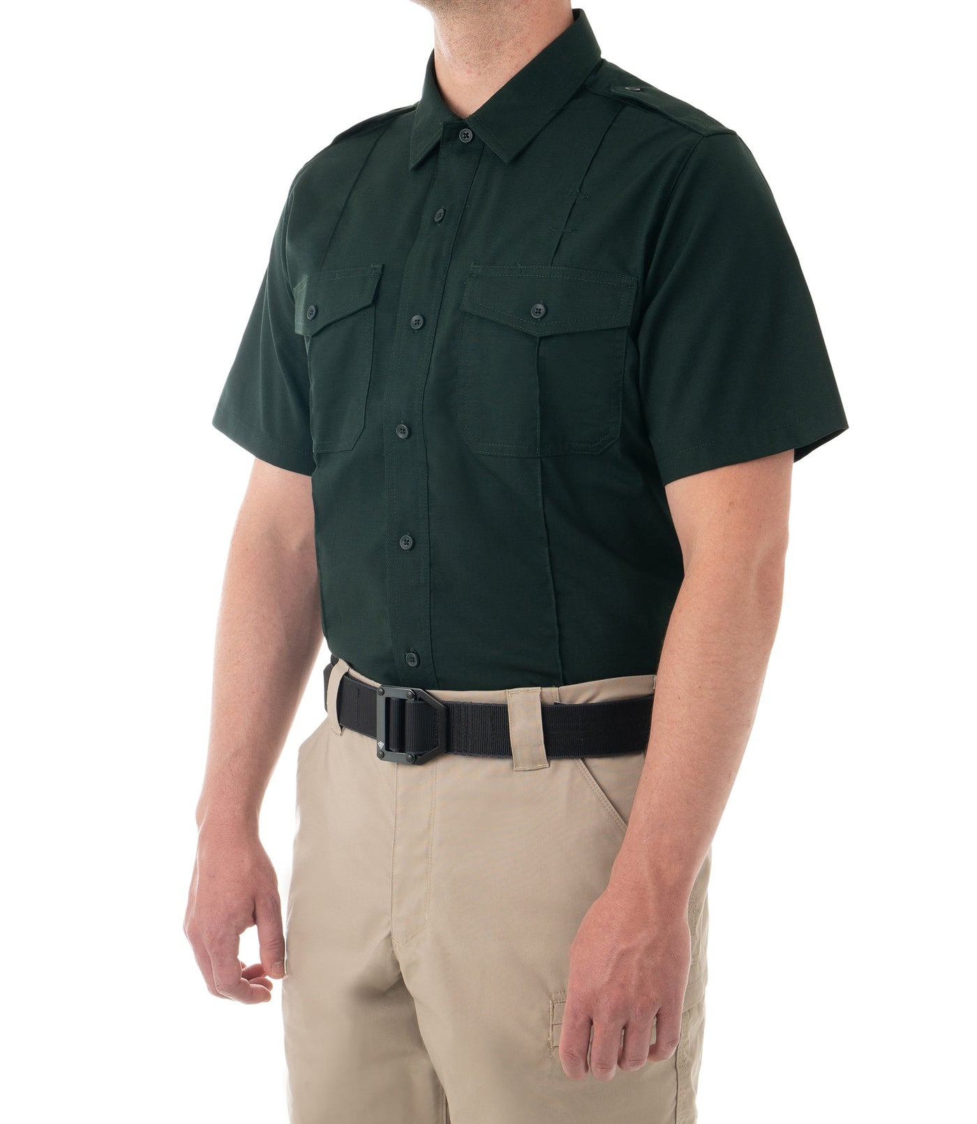 Side of Men's Pro Duty Uniform Short Sleeve Shirt in Spruce Green