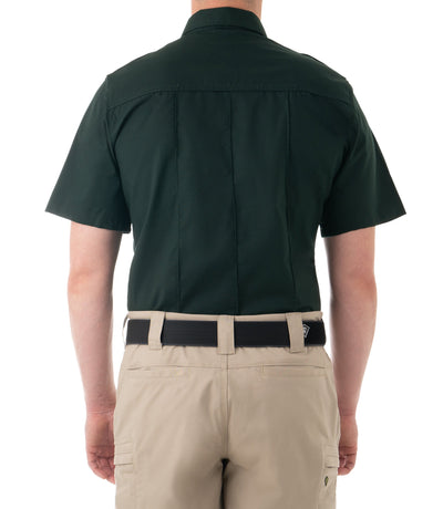 Back of Men's Pro Duty Uniform Short Sleeve Shirt in Spruce Green