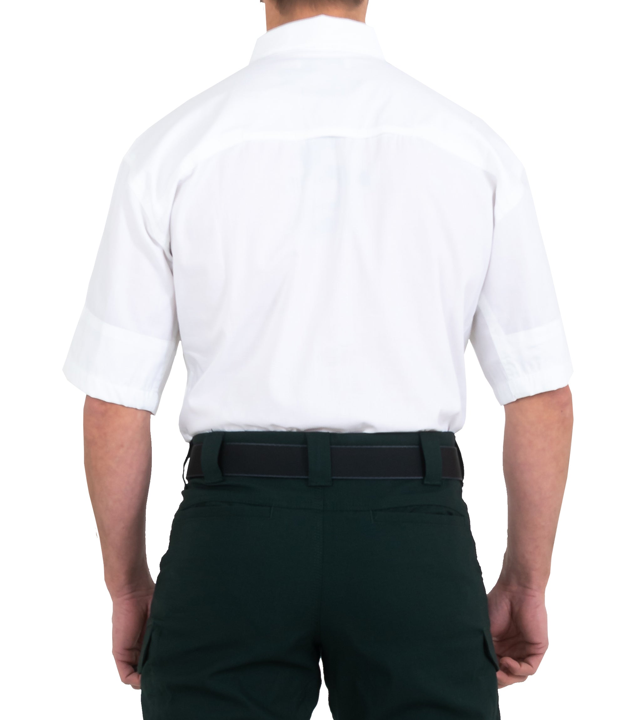 Back of Men's V2 Tactical Short Sleeve Shirt in White |color_white