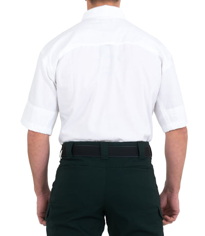 Back of Men's V2 Tactical Short Sleeve Shirt in White