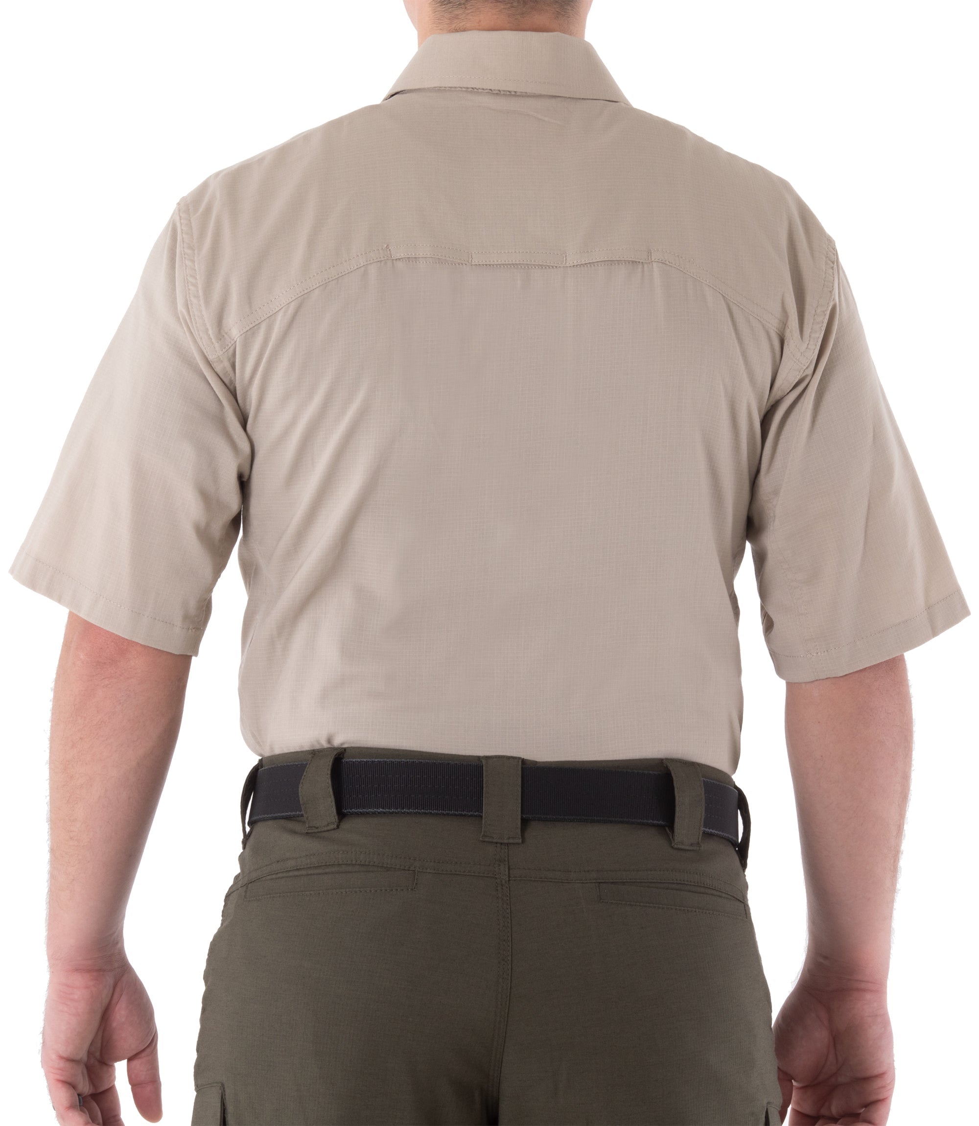Back of Men's V2 Tactical Short Sleeve Shirt in Khaki |color_khaki