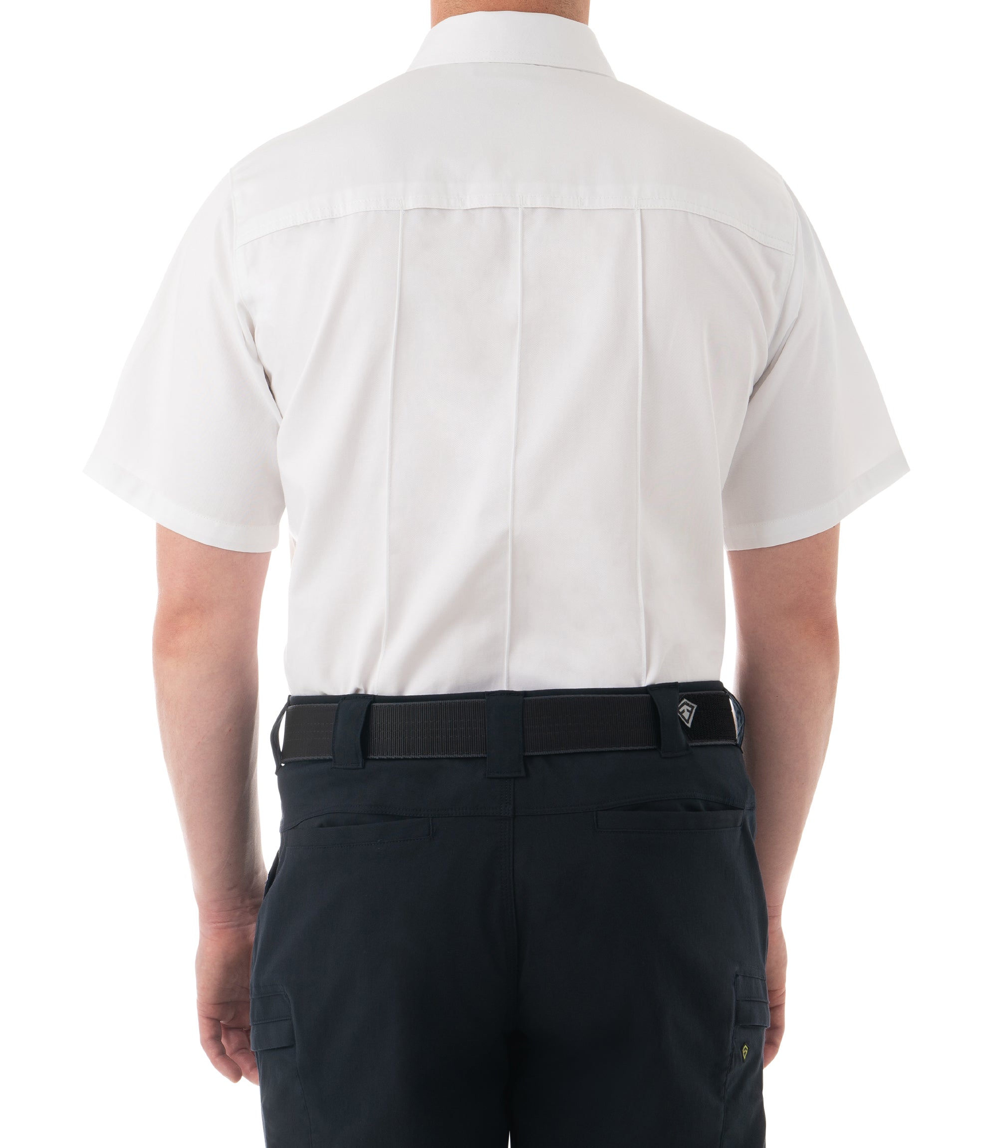 Back of Men's Cotton Station Short Sleeve Shirt in White |color_white
