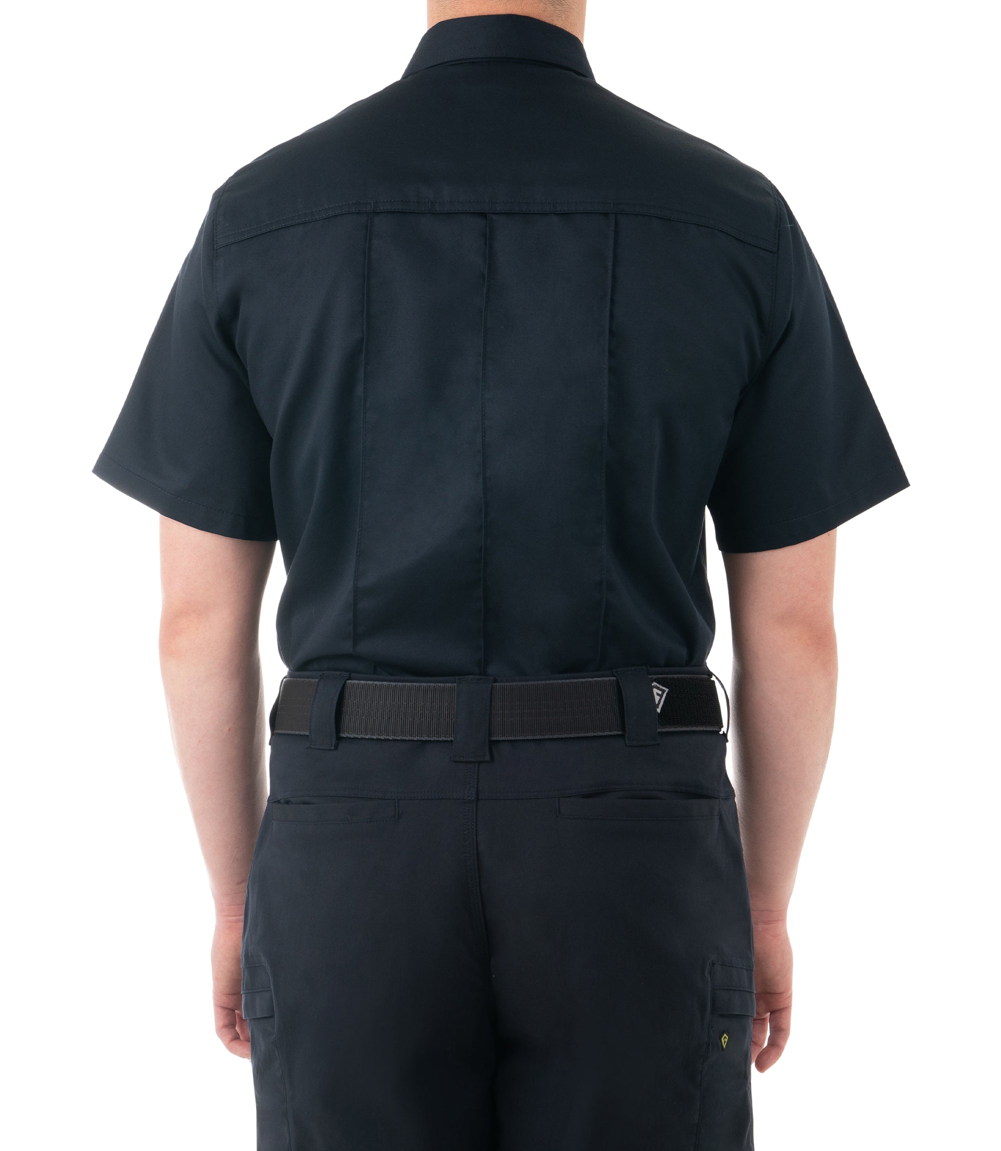 Back of Men's Cotton Station Short Sleeve Shirt in Midnight Navy |color_midnight navy