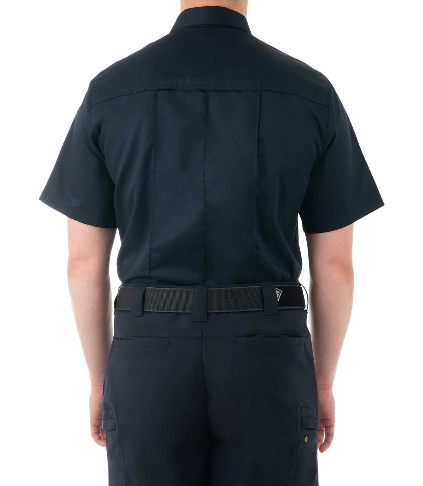 Back of Men's Cotton Station Short Sleeve Shirt in Midnight Navy