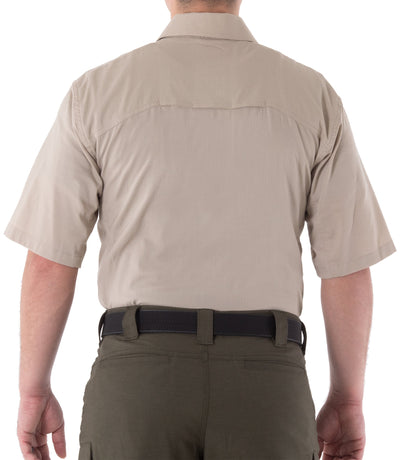 Back of Men's V2 BDU Short Sleeve Shirt in Khaki