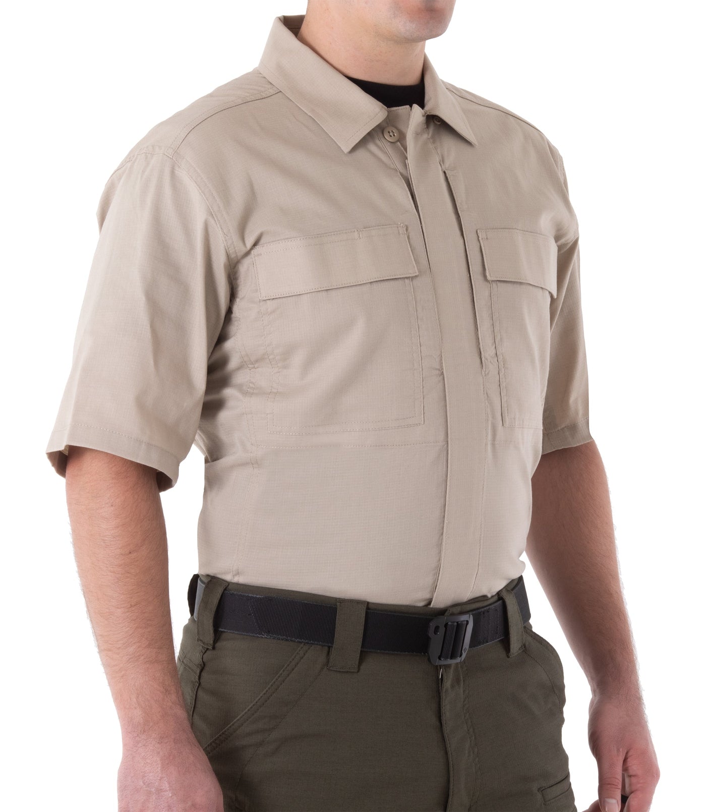 Side of Men's V2 BDU Short Sleeve Shirt in Khaki
