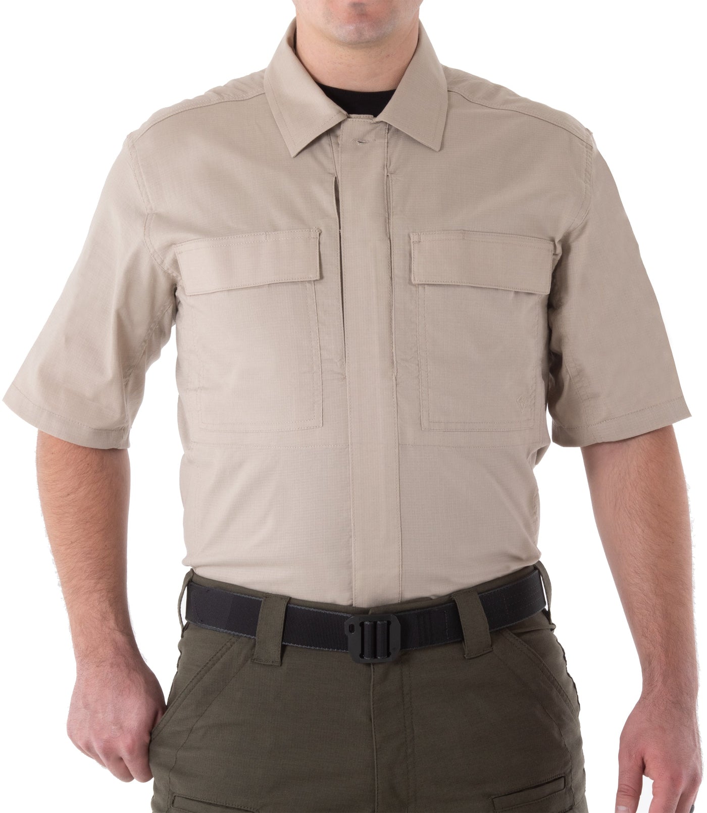 Front of Men's V2 BDU Short Sleeve Shirt in Khaki