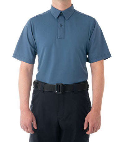 Front of Men's V2 Pro Performance Short Sleeve Shirt in French Blue