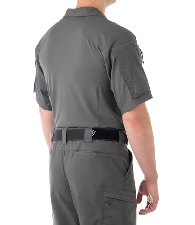 Side of Men's Defender Short Sleeve Shirt in Wolf Grey