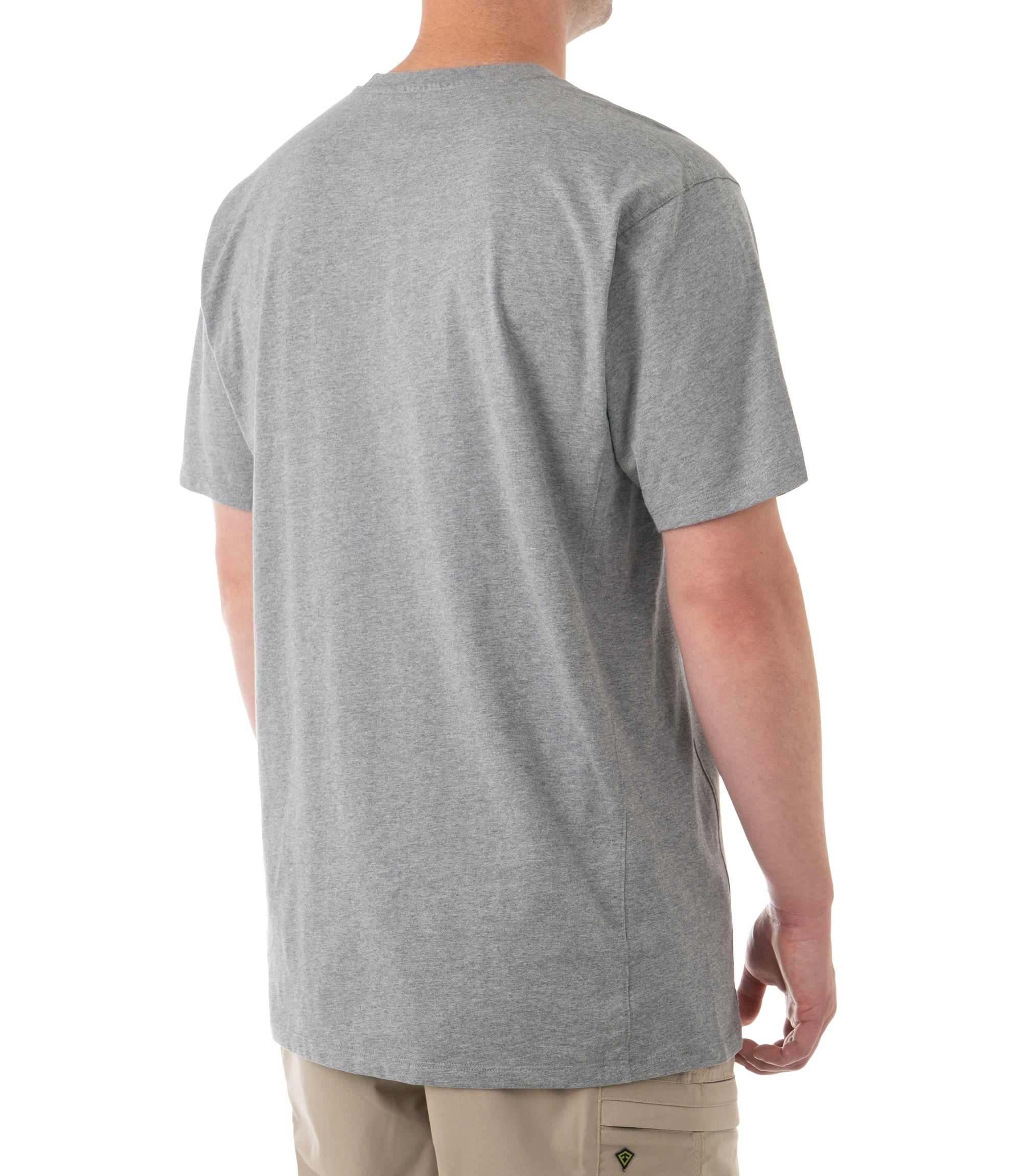 Side of Men's Tactix Cotton T-Shirt in Heather Grey |color_heather grey