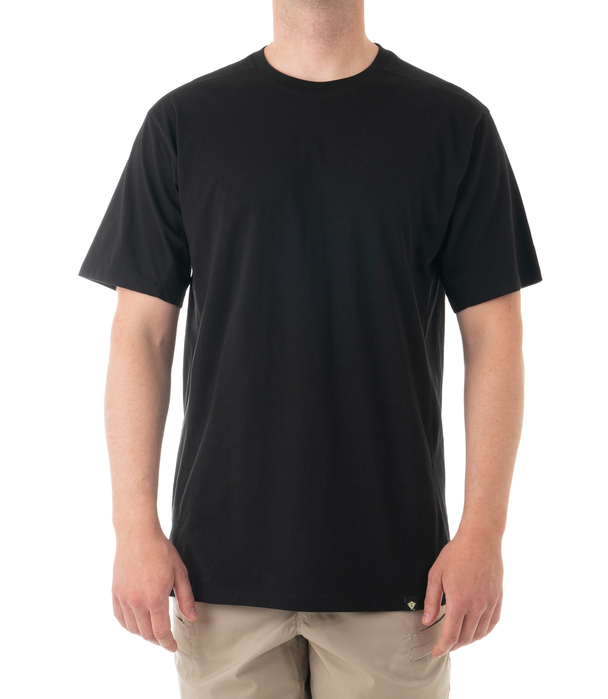 Front of Men's Tactix Cotton T-Shirt in Black |color_black