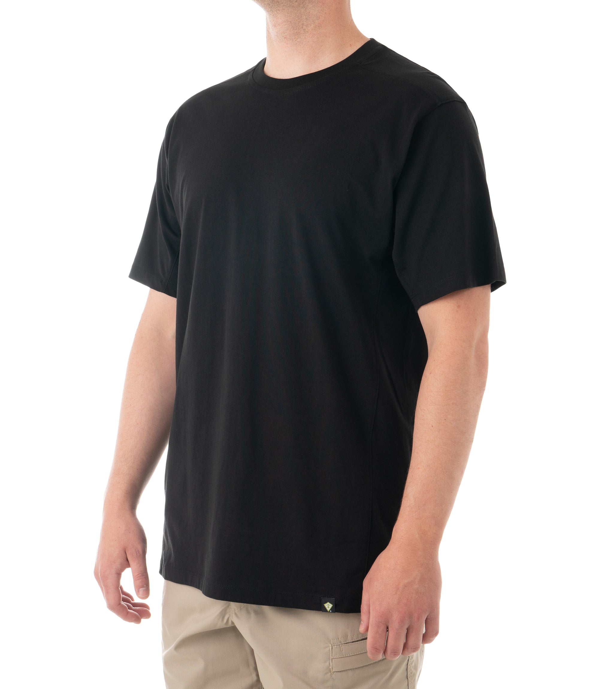 Side of Men's Tactix Cotton T-Shirt in Black |color_black
