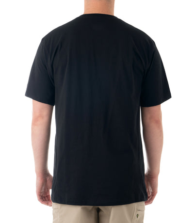 Back of Men's Tactix Series Cotton Short Sleeve T-Shirt with Pen Pocket in Midnight Navy