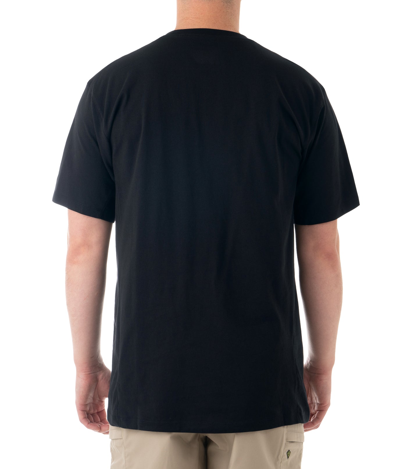 Back of Men's Tactix Series Cotton Short Sleeve T-Shirt with Chest Pocket in Midnight Navy