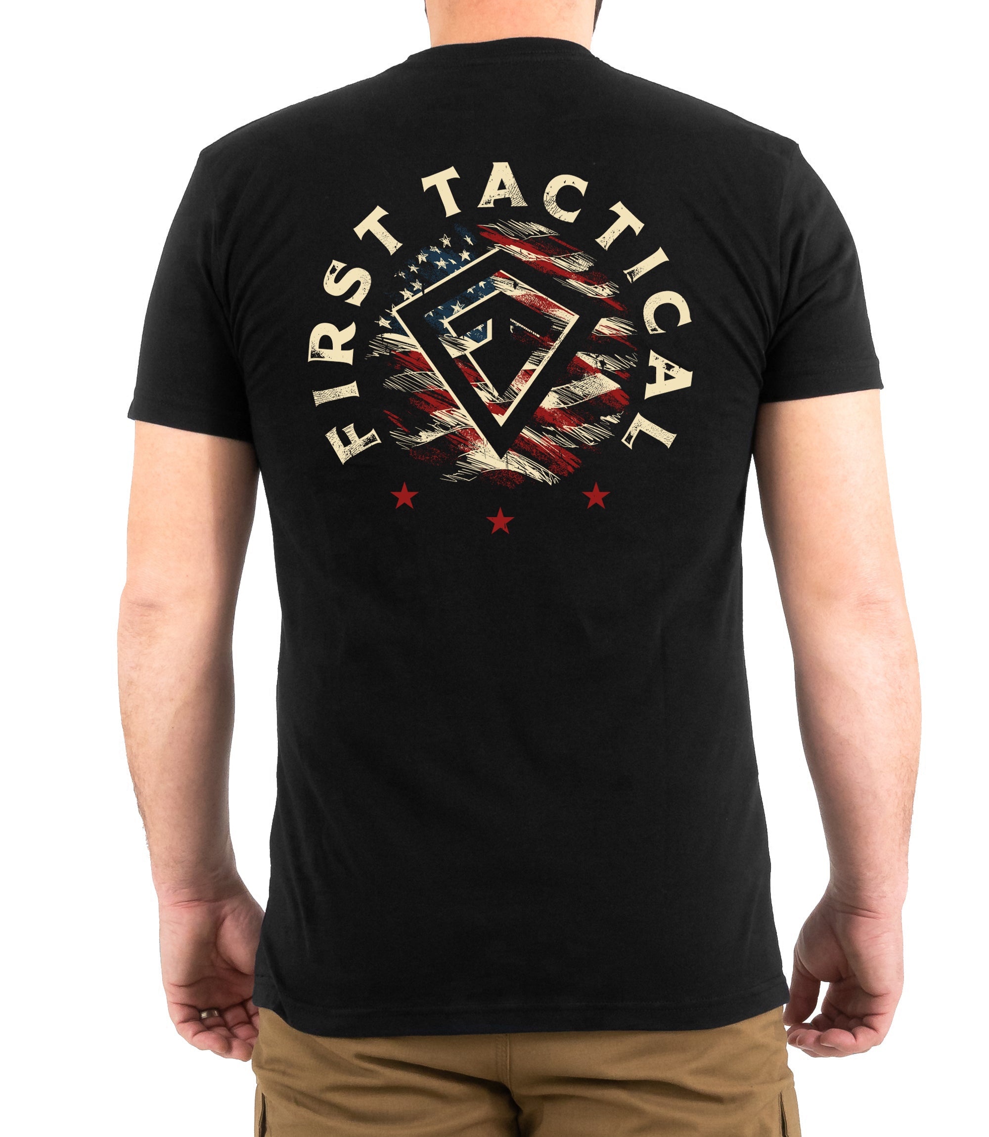 Back of Stars & Stripes Spear T-Shirt in Black |color_black