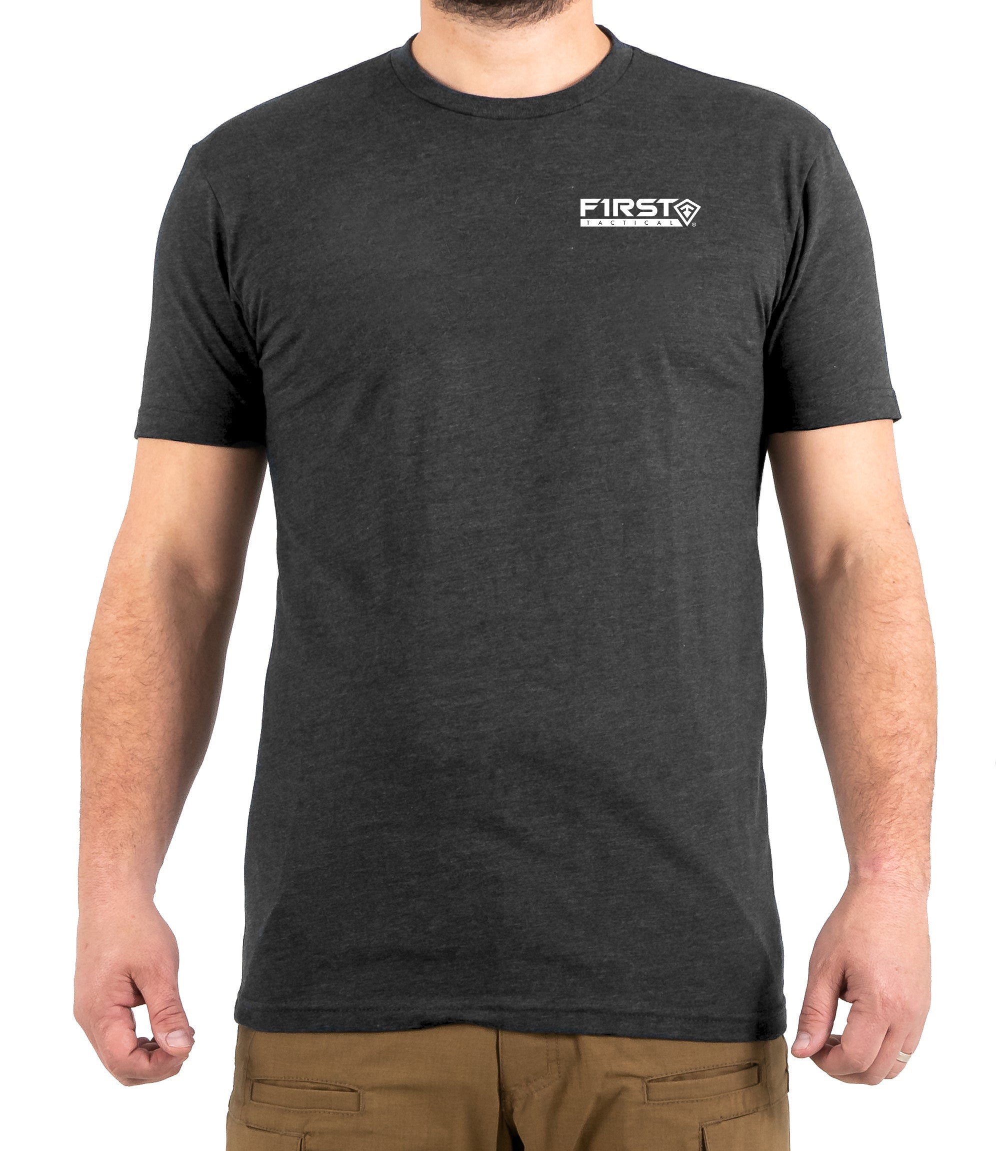 Front of Circle Eagle T-Shirt in Charcoal Heather |color_charcoal heather