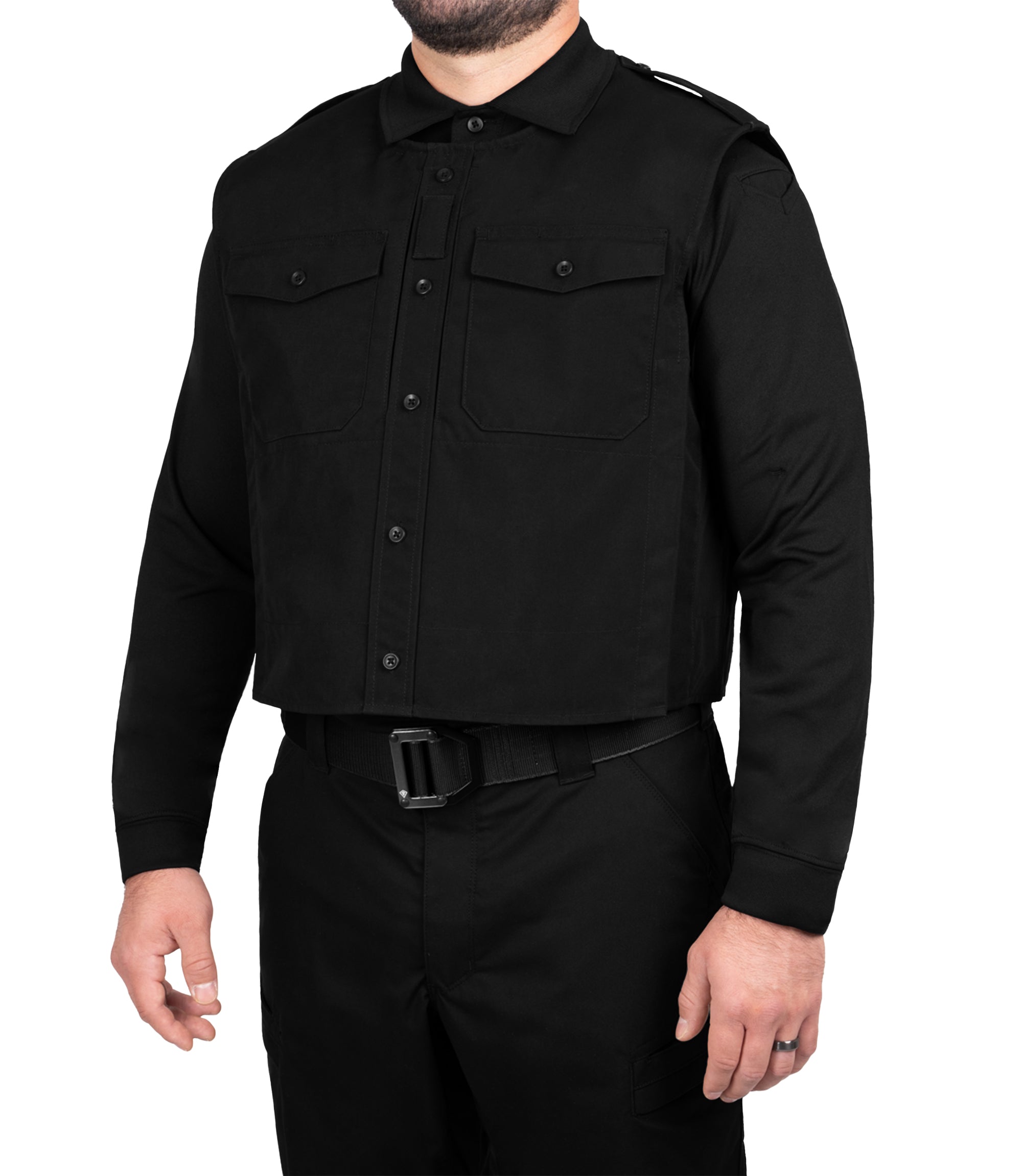 Front quarter angle view of Pro Duty Armor Cover in color black|color_black