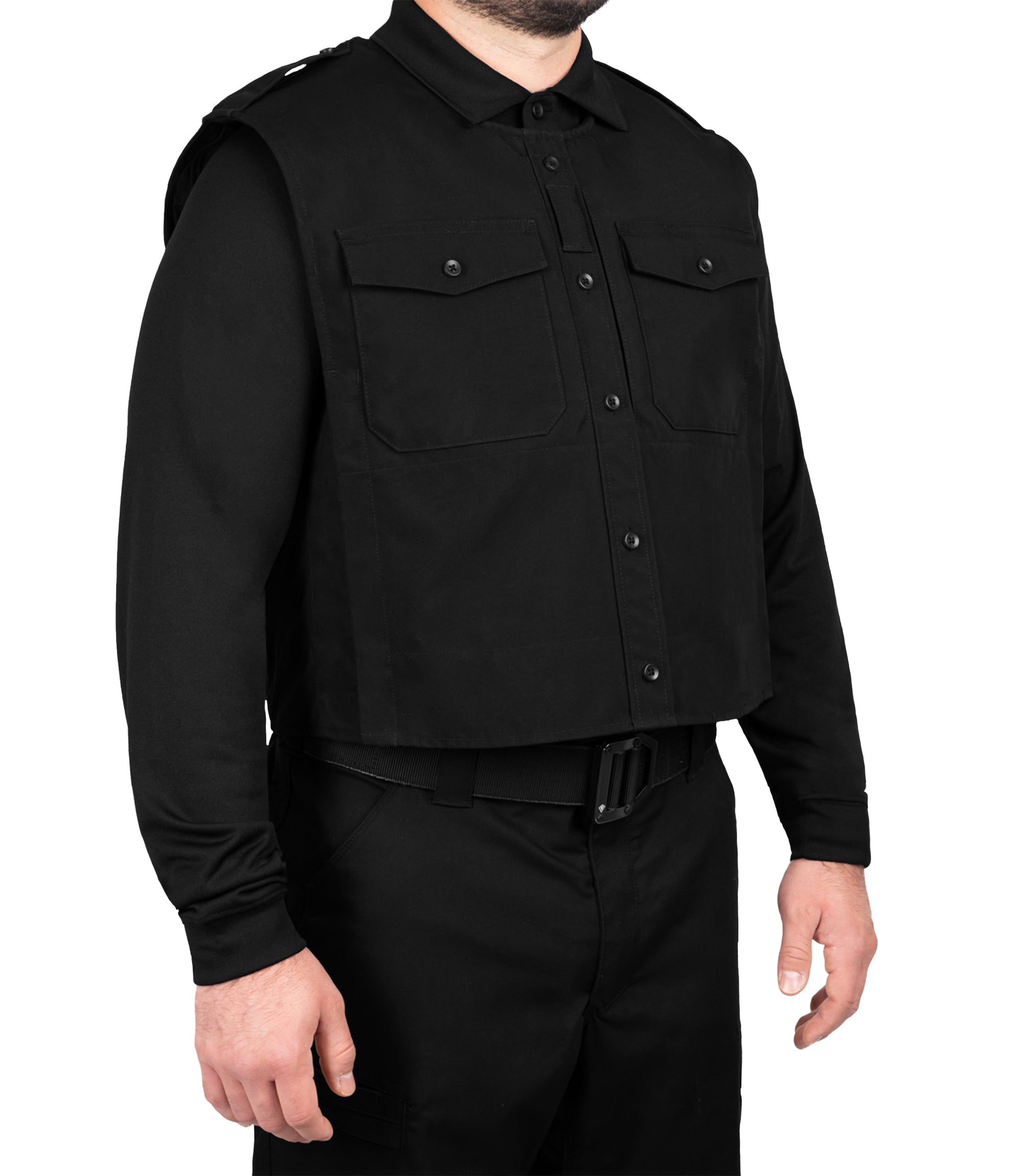 Front quarter angle view of Pro Duty Armor Cover in color black|color_black