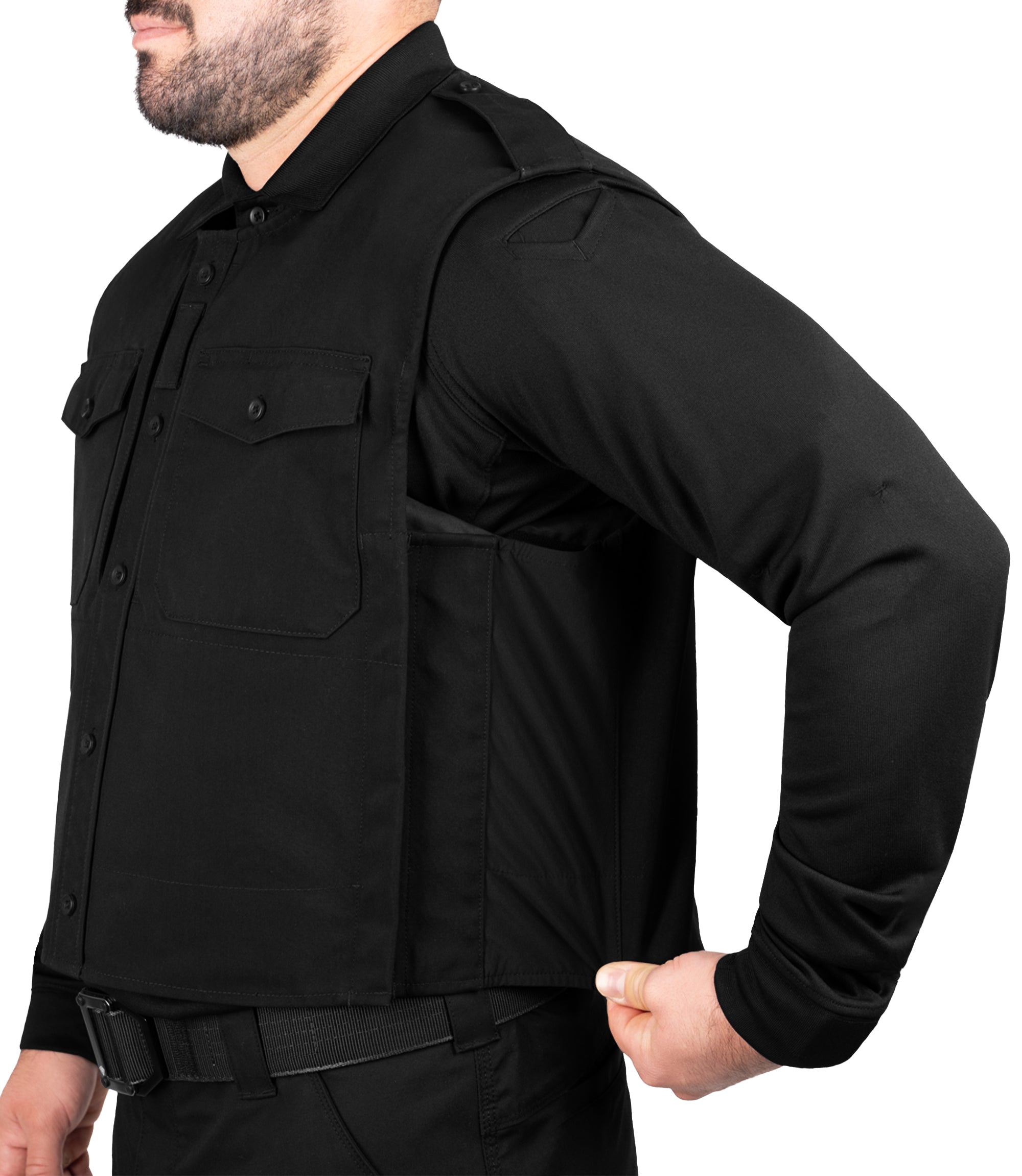 Close-up of stretch side panel in Black|color_black