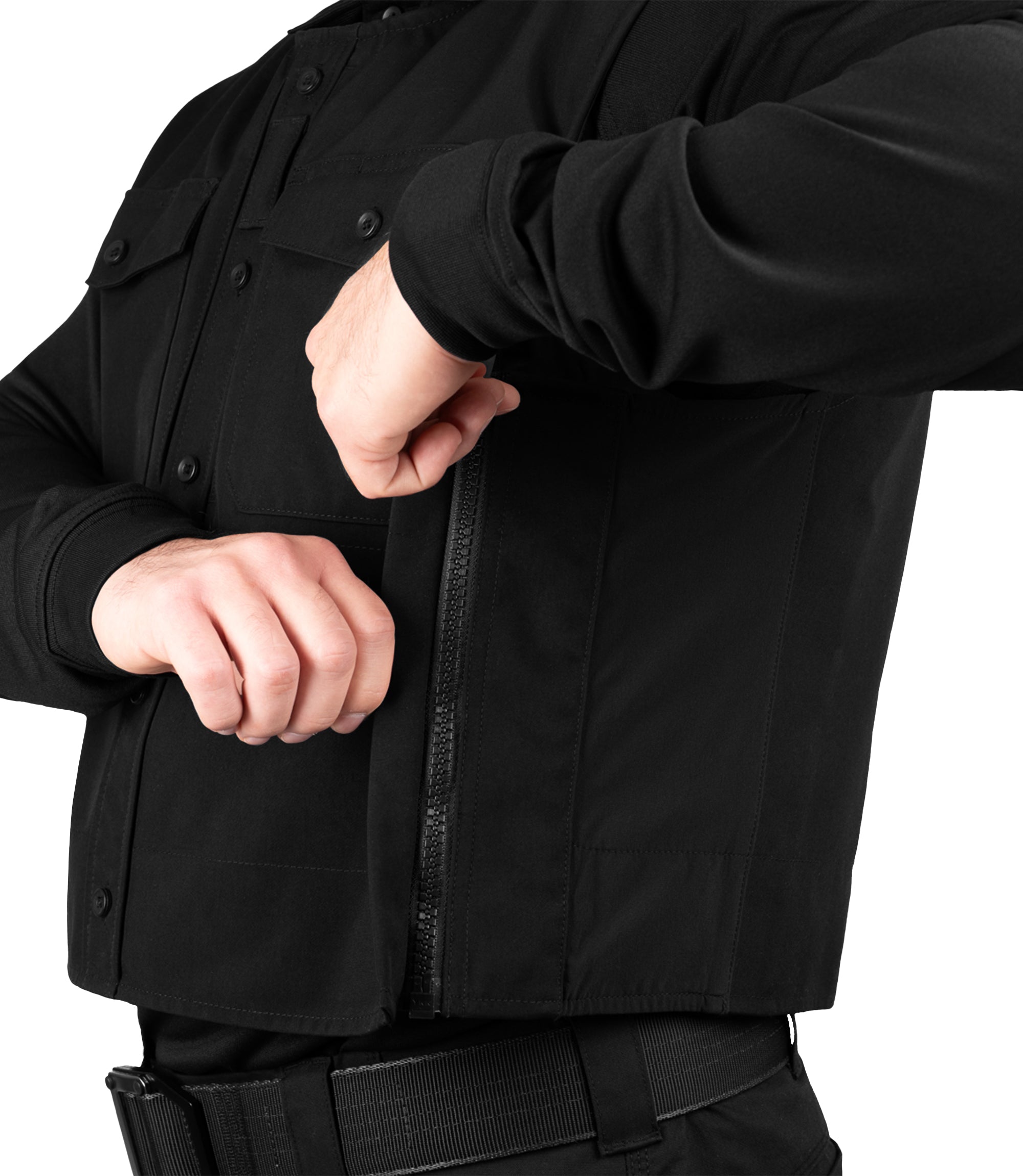 Close-up of side zipper in Black|color_black