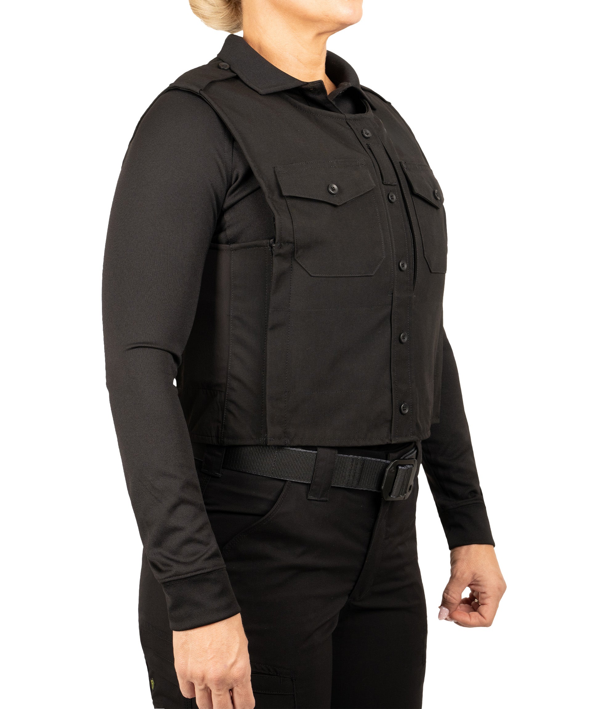 Front quarter angle view of Pro Duty Armor Cover in color black|color_black