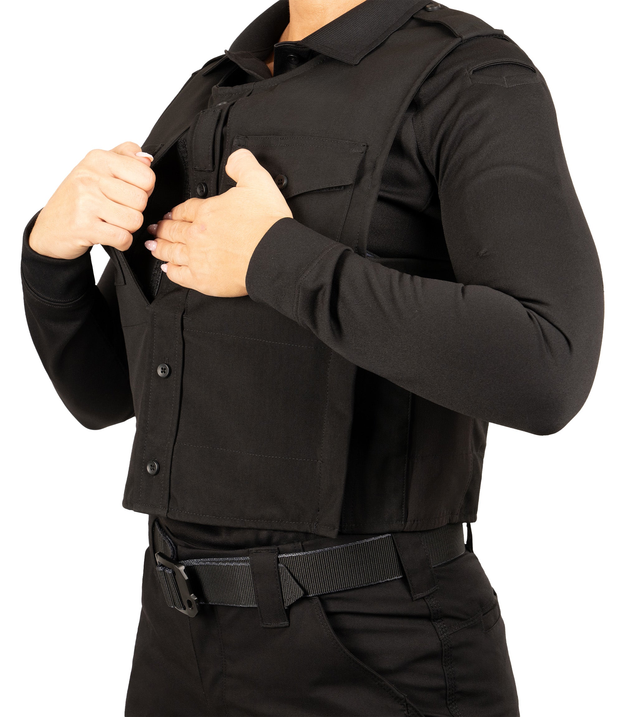 Insert front pocket view of Pro Duty Armor Cover in the color|color_black 