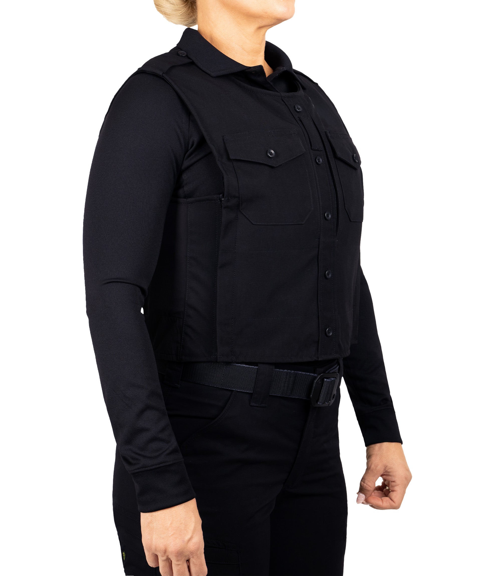 Front quarter angle view of Pro Duty Armor Cover in color midnight navy|color_midnight navy