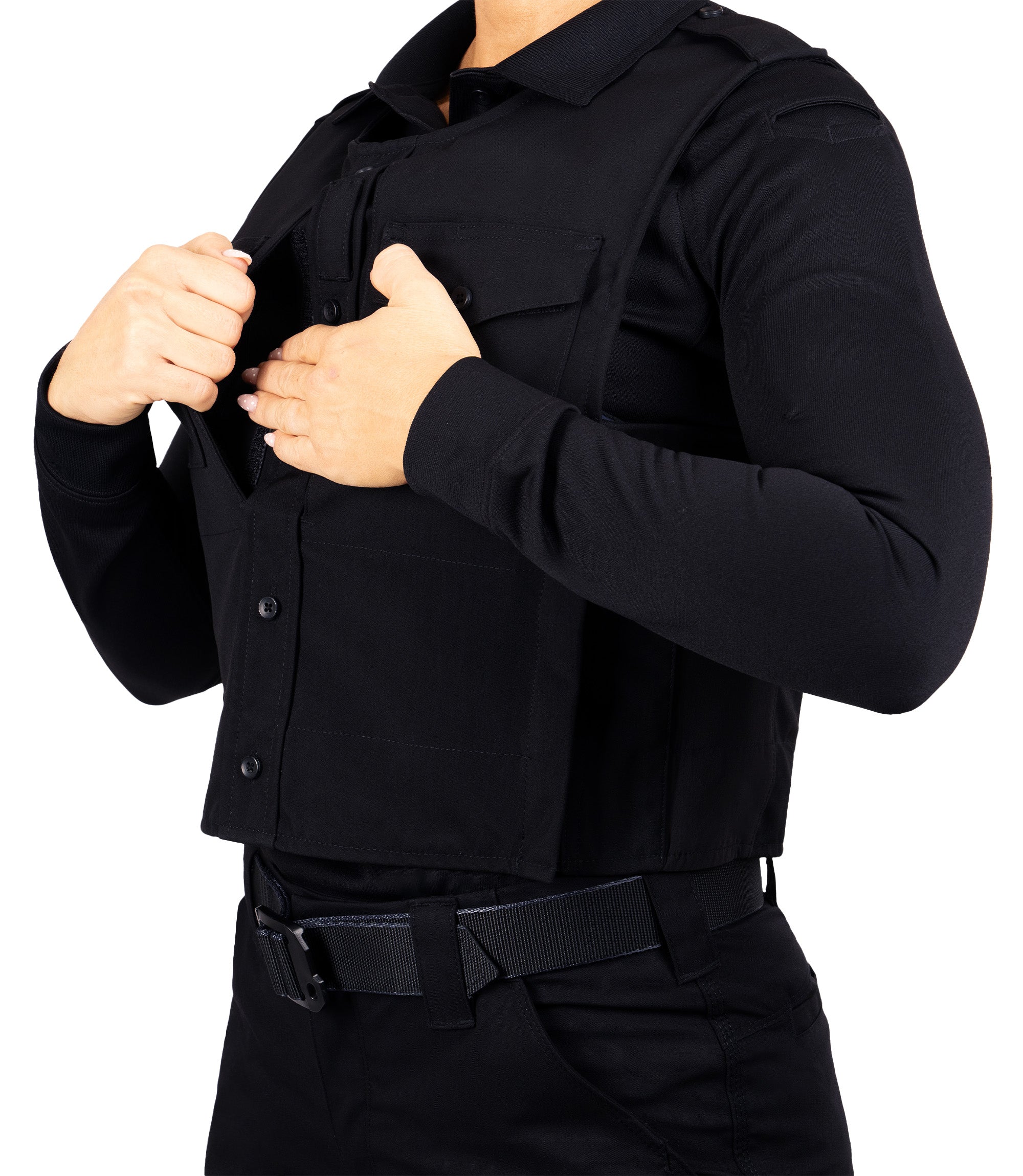 Insert front pocket view of Pro Duty Armor Cover in the color midnight navy|color_midnight navy