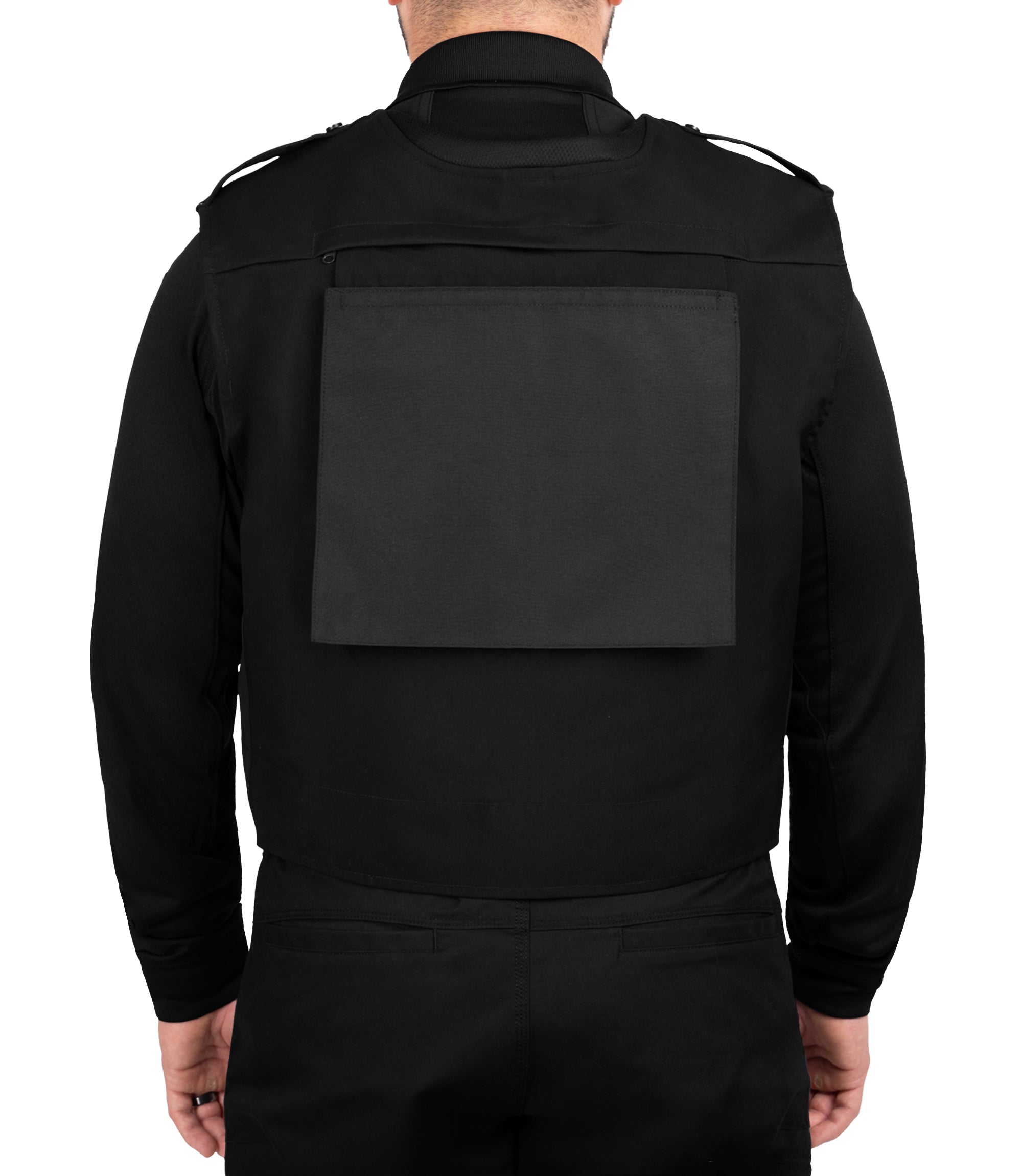 Back view of Pro Duty Armor Cover with back panel displayed outside in color black|color_black