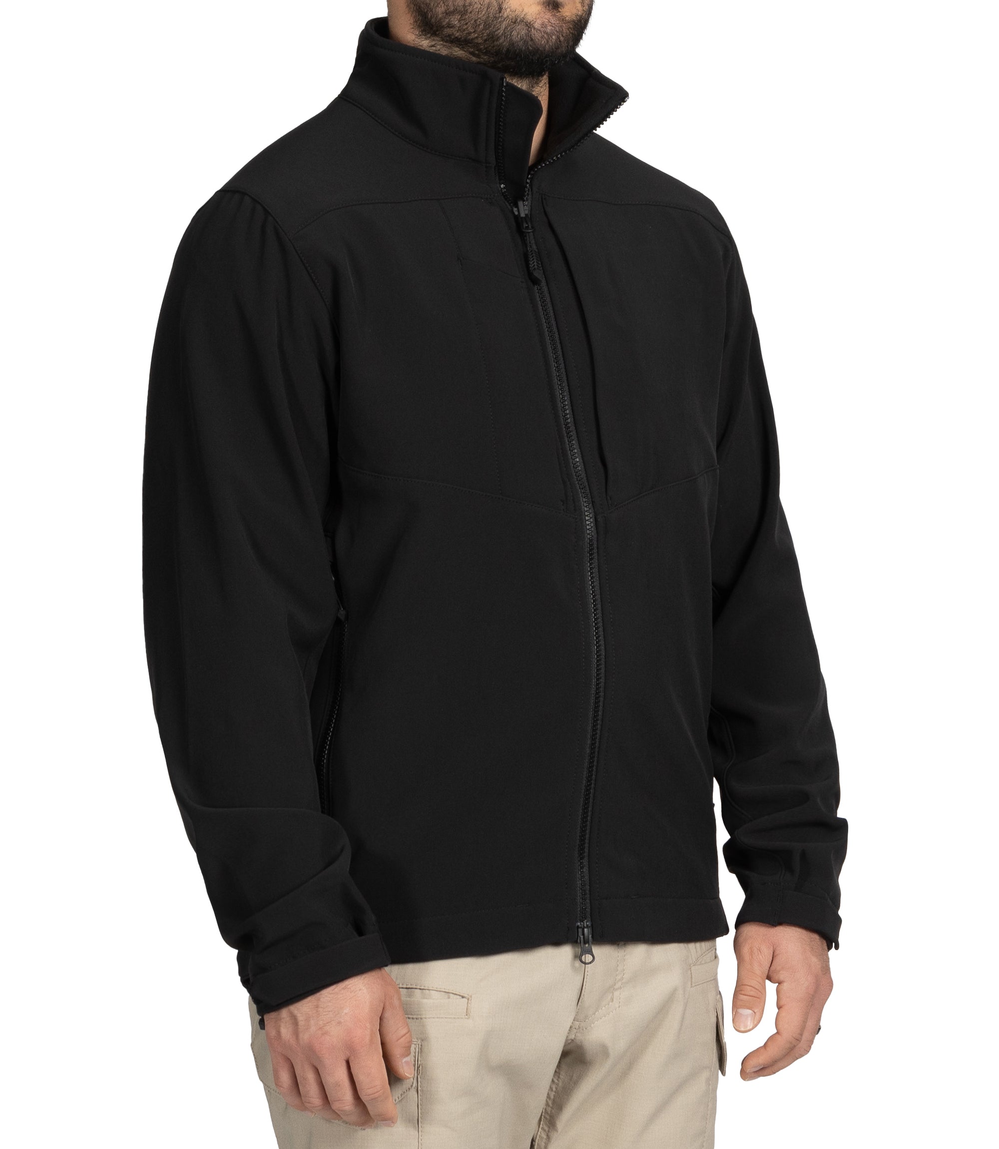 Side of Men's Tactix Softshell Parka in Balck |color_black