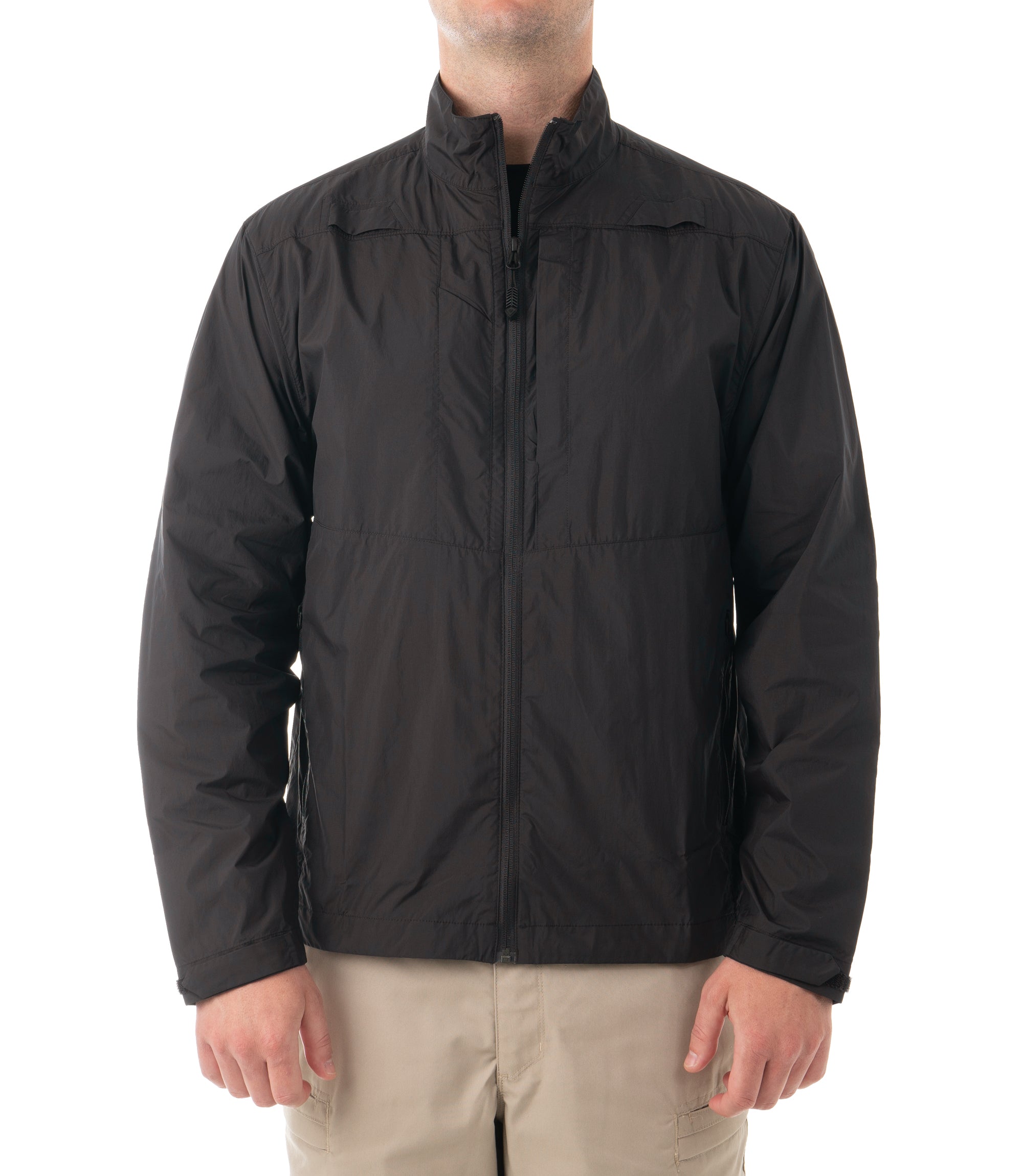 Front of Men's Pack-It Jacket in Black |color_black