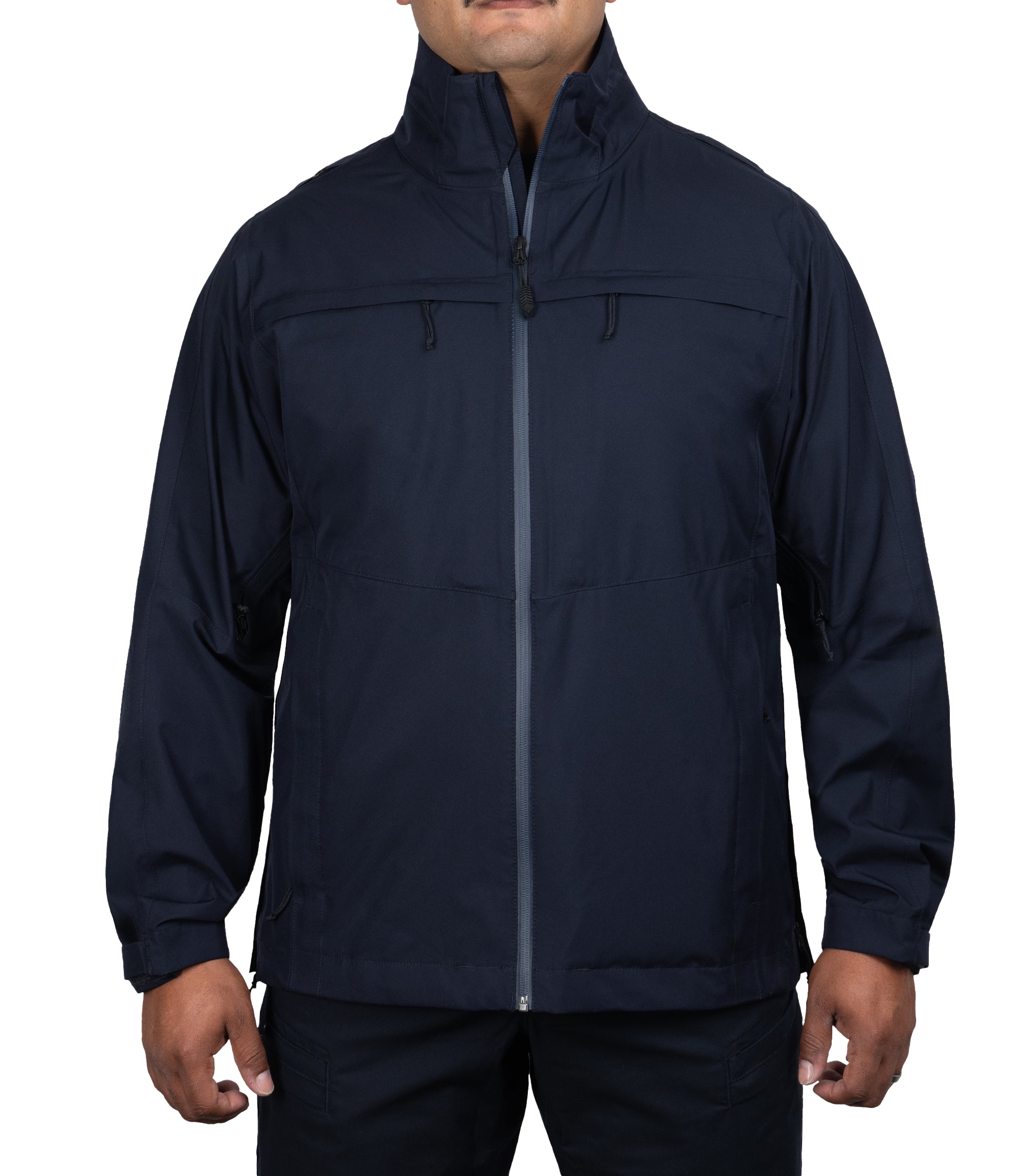 Front view without attached hood view of the Monsoon Parka in color Midnight Navy |color_midnight navy