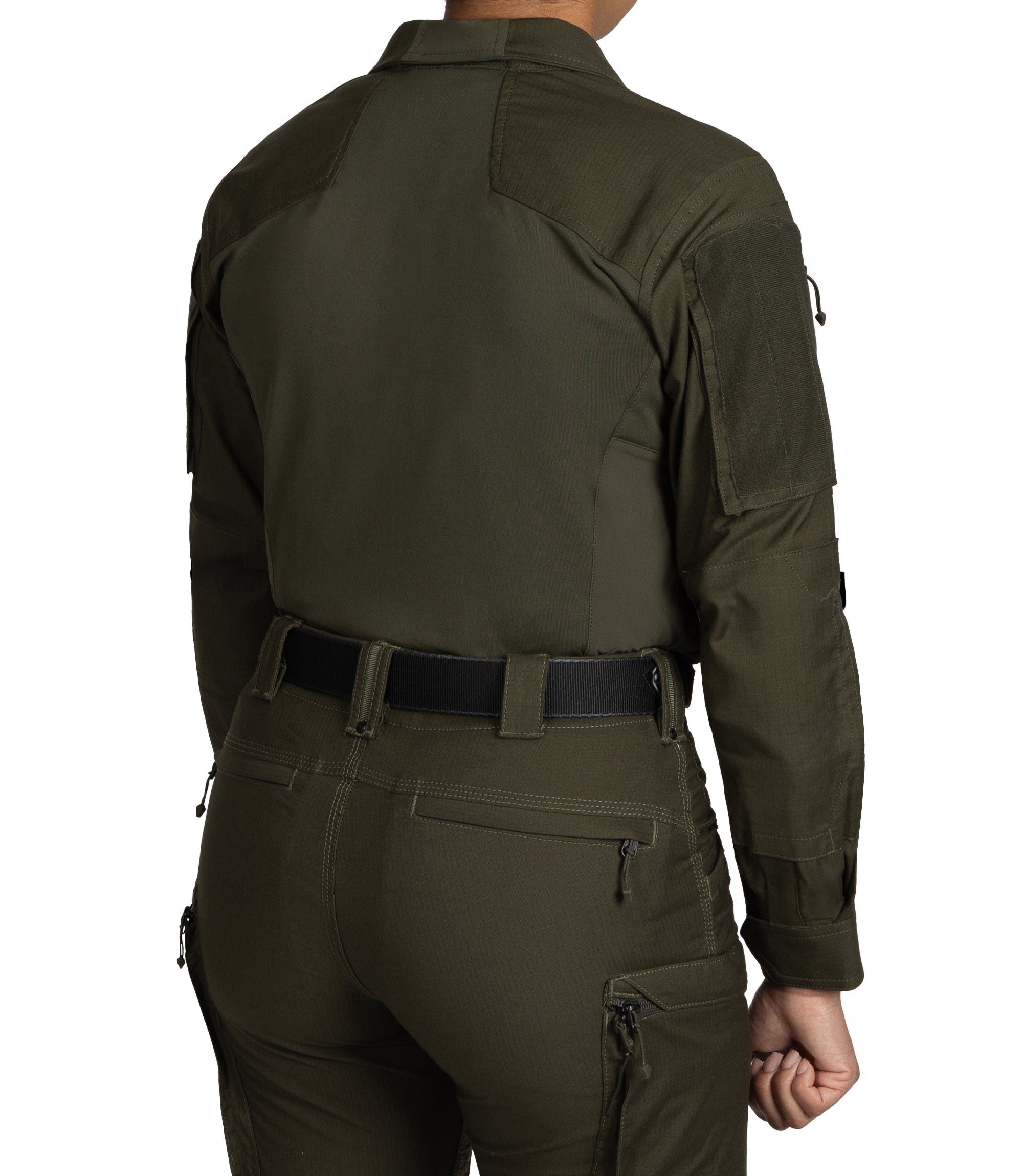Side of Women's Defender Shirt in OD Green |color_od green