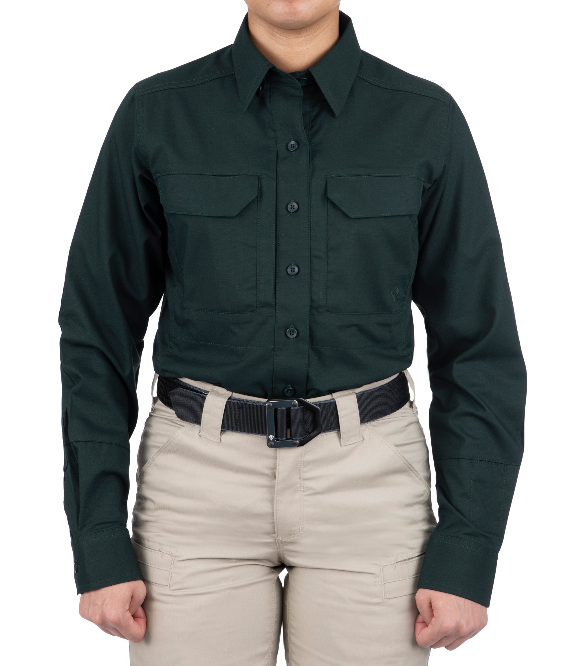 Front of Women's V2 Tactical Long Sleeve Shirt in Spruce Green |color_spruce green