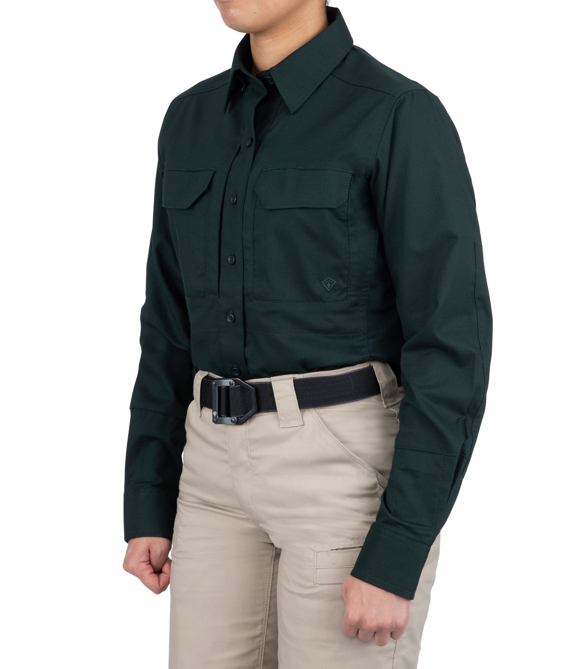 Side of Women's V2 Tactical Long Sleeve Shirt in Spruce Green |color_spruce green