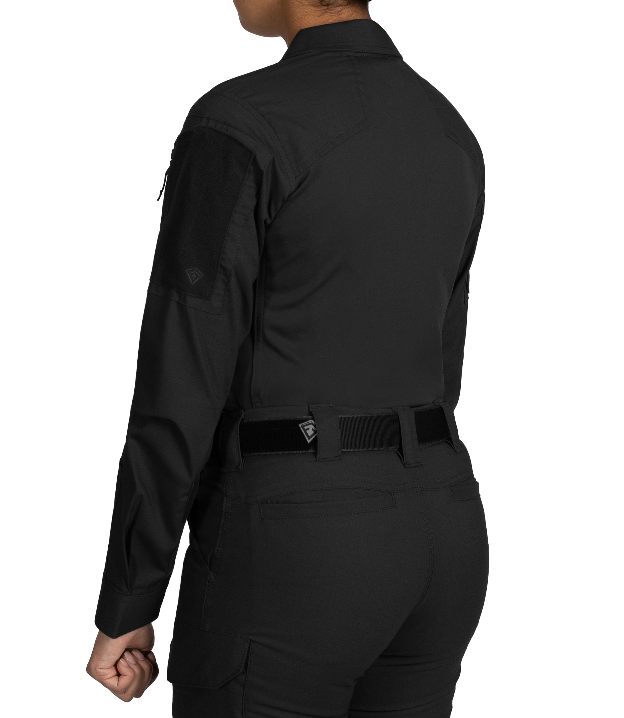 Side of Women's V2 Responder Shirt in Black |color_black