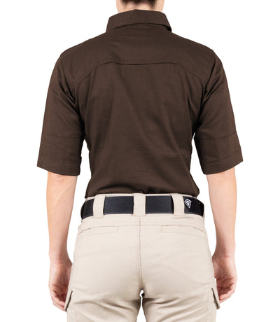Back of Women's V2 Tactical Short Sleeve Shirt in Kodiak Brown