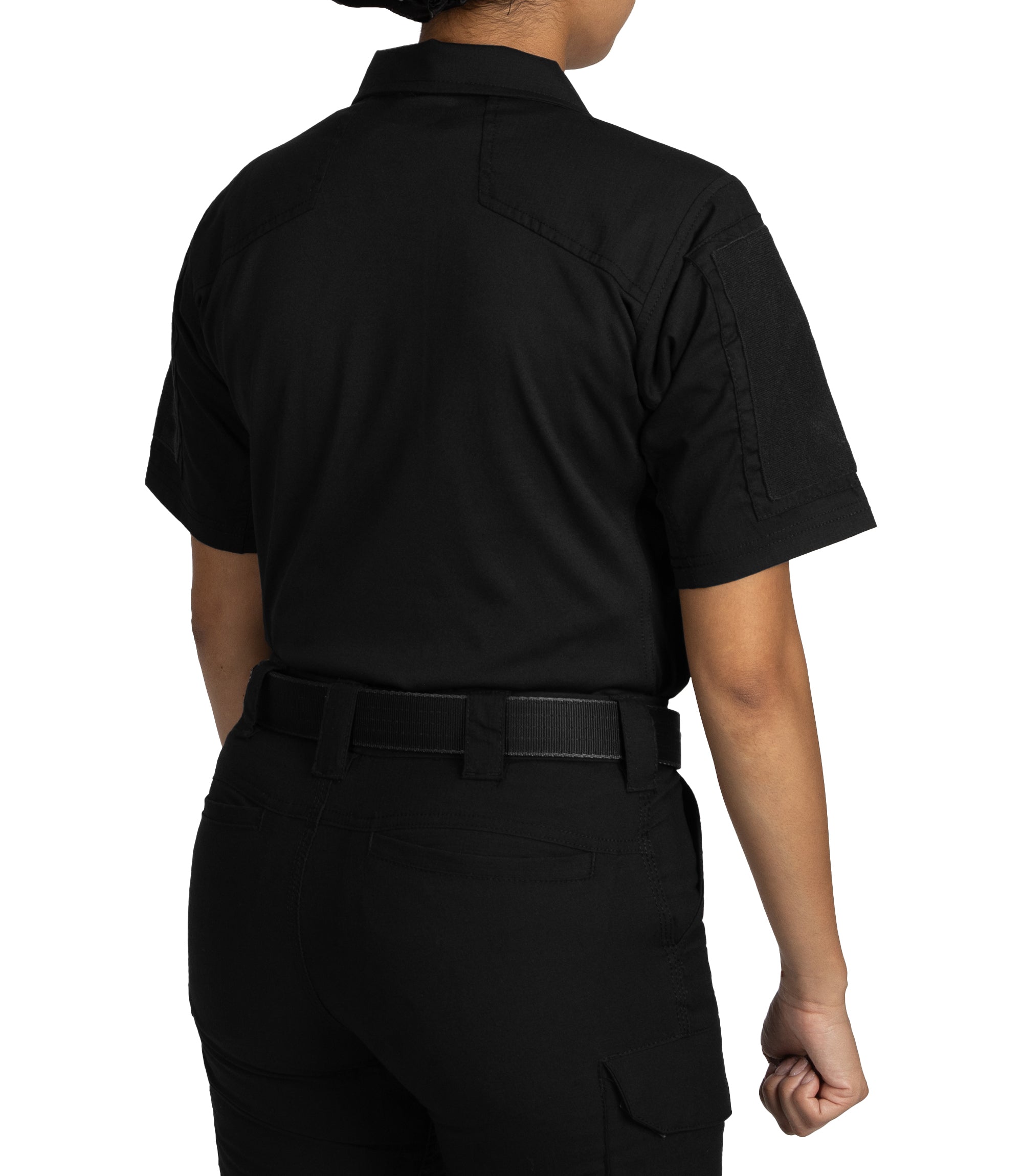 Back of Women's V2 Responder SS Shirt in Black |color_black