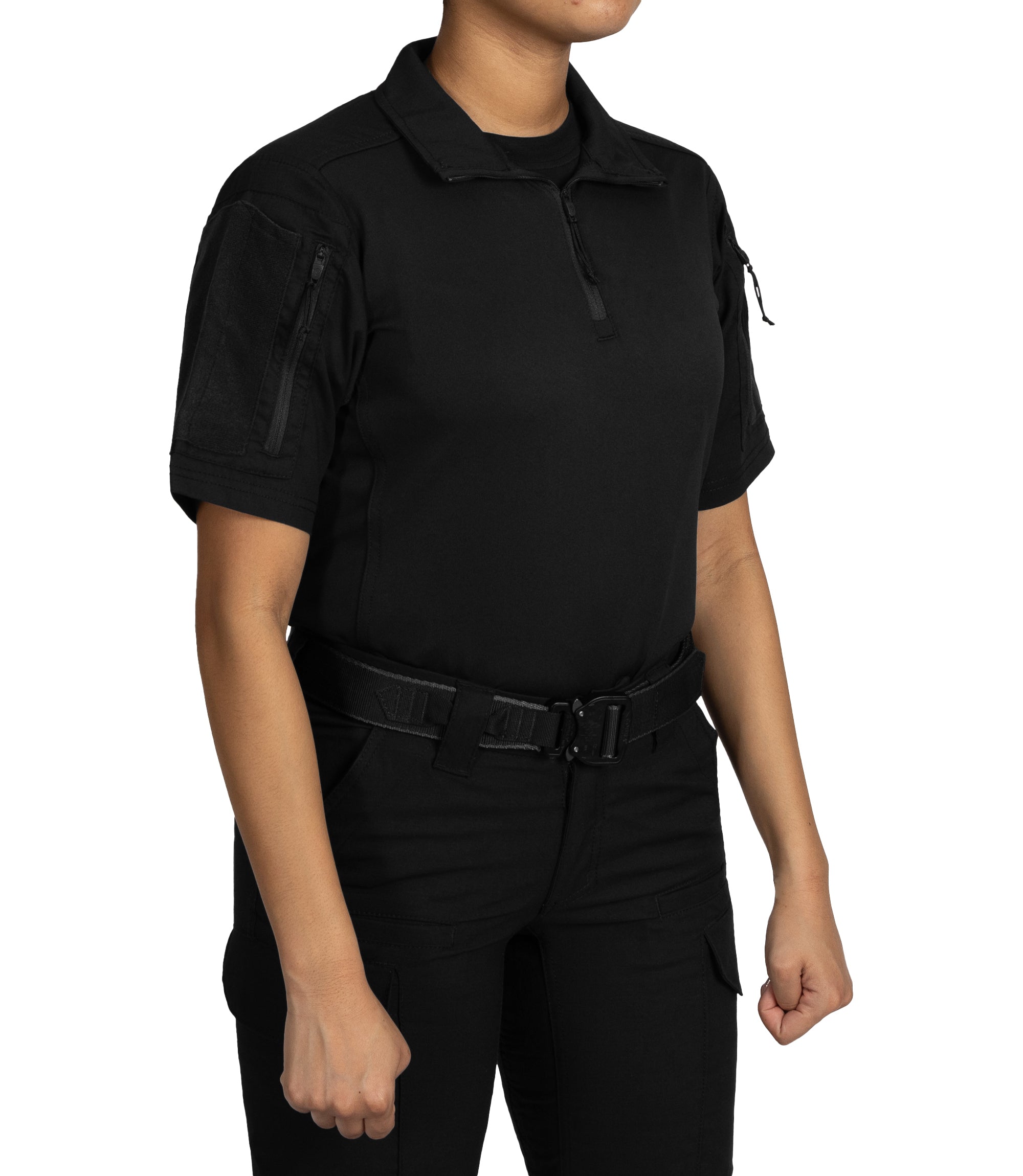 Front of Women's V2 Responder SS Shirt in Black |color_black