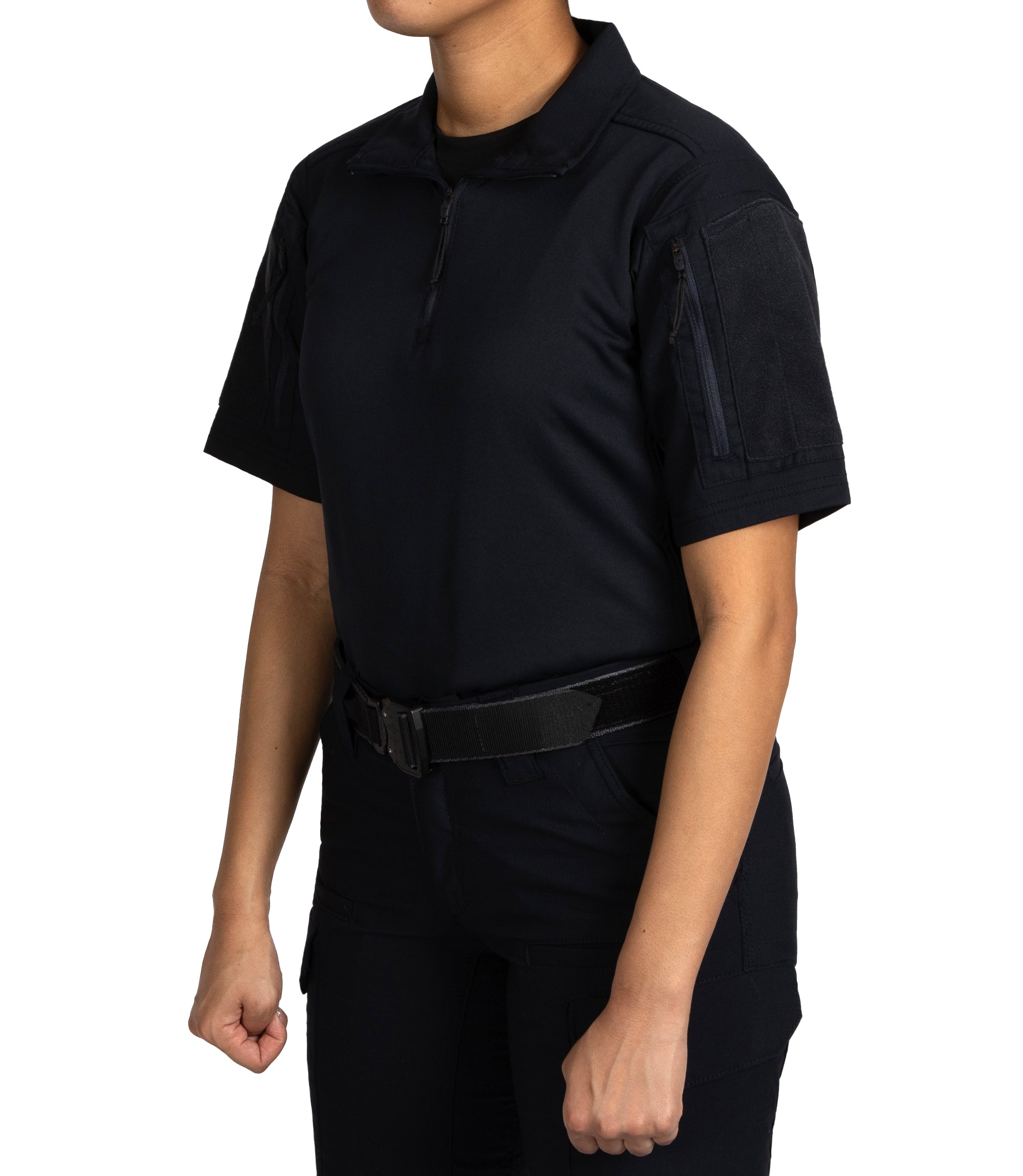 Side of Women's V2 Responder SS Shirt in Midnight Navy |color_midnight navy
