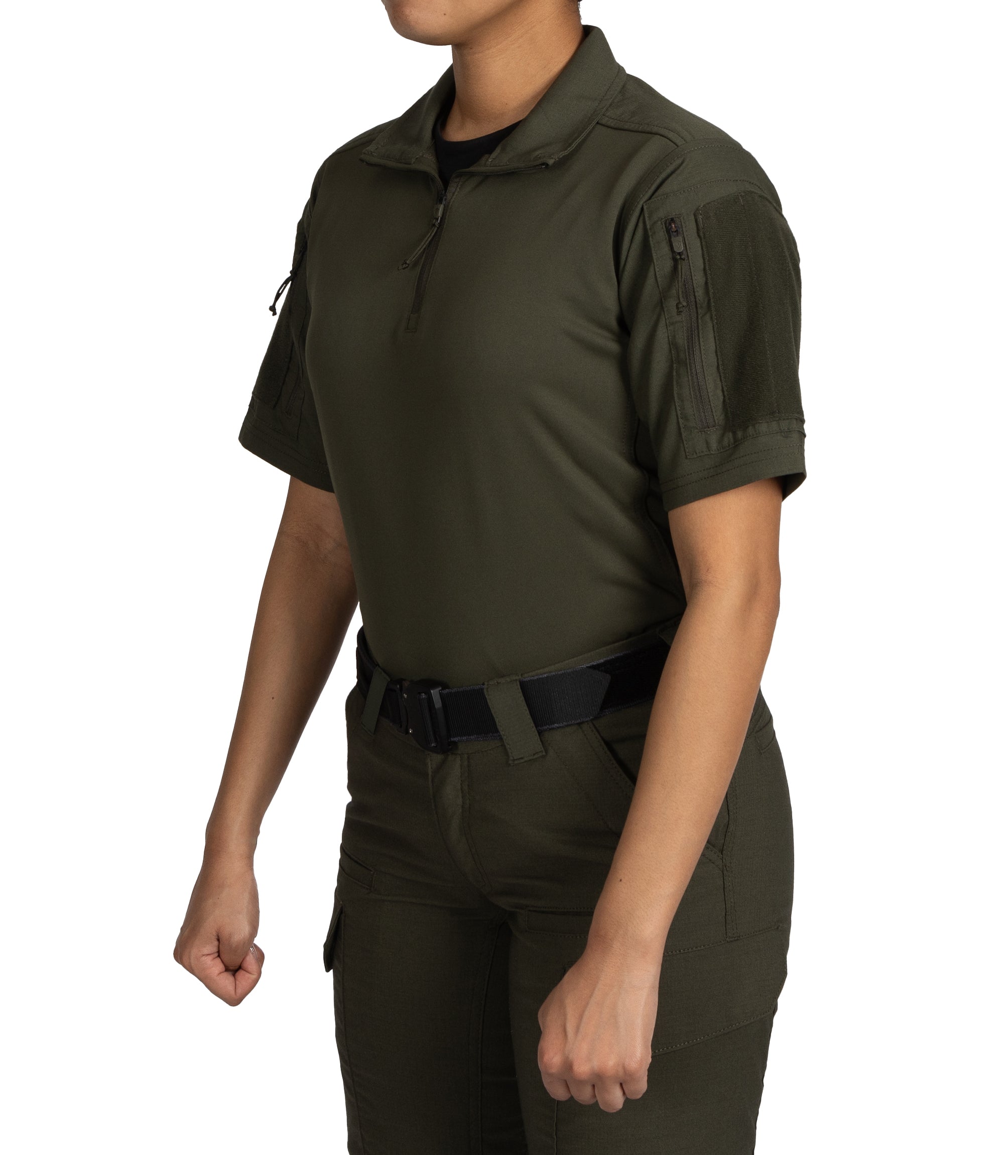 Front of Women's V2 Responder SS Shirt in OD Green |color_od green
