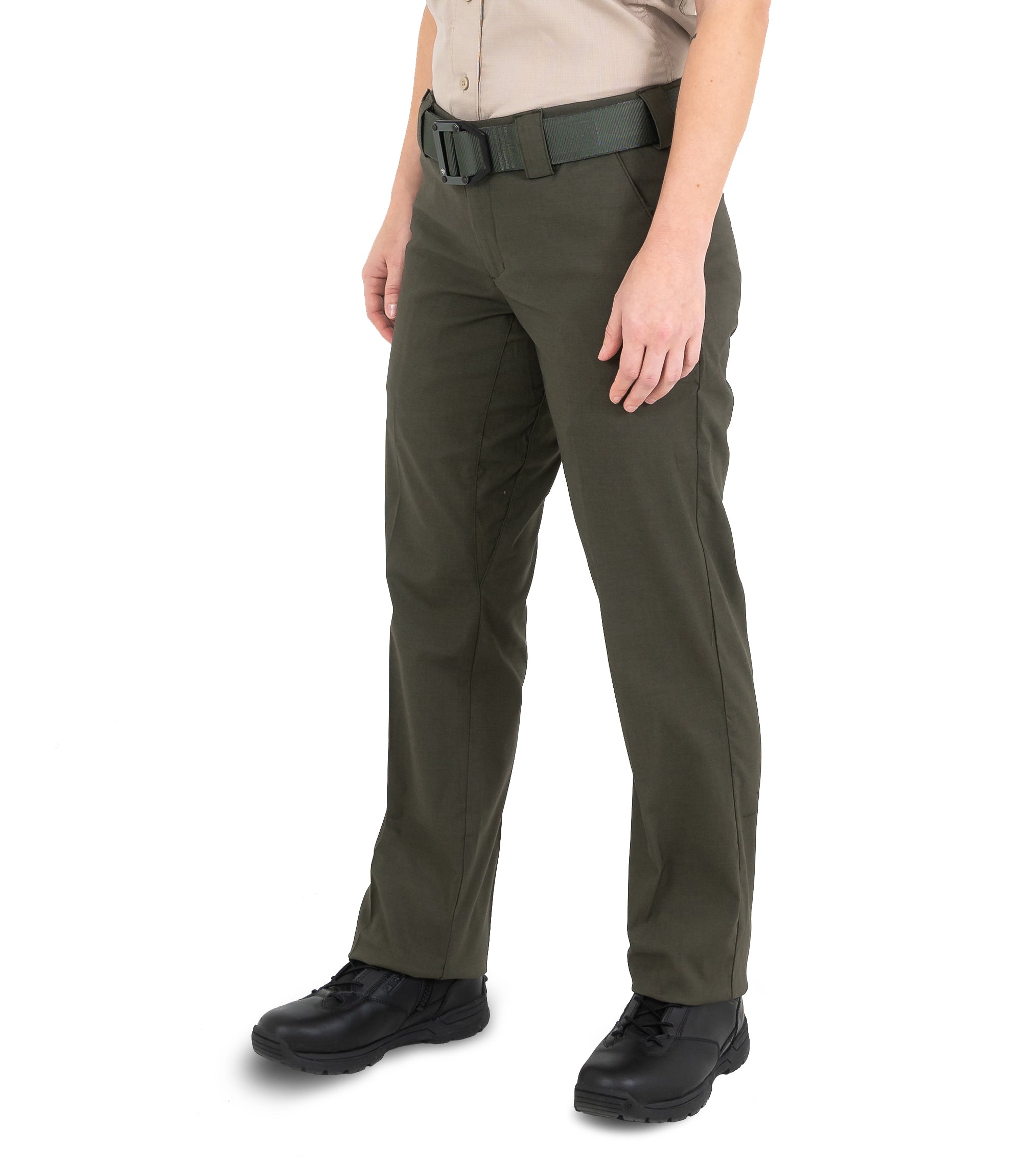 Side of Women's V2 Pro Duty 6 Pocket Pant in OD Green|color_od green