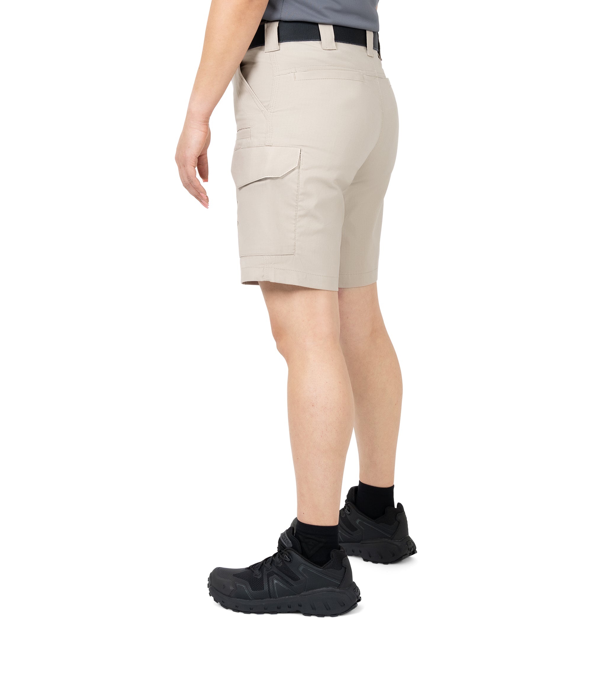 1/4 Left back side view of Women's V2 Short in Khaki|color_khaki