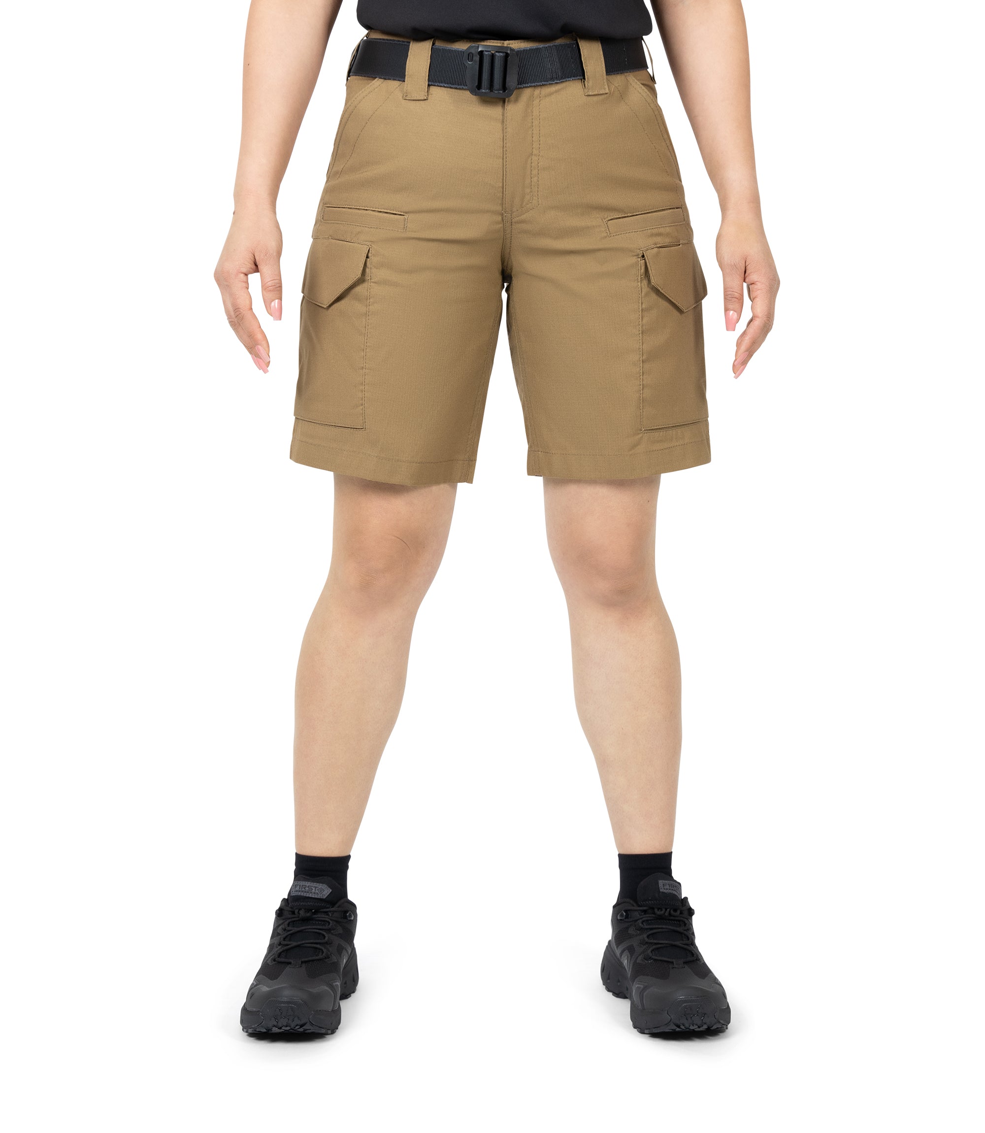 Front view of Women's V2 Tactical Short in coyote brown|color_coyote brown