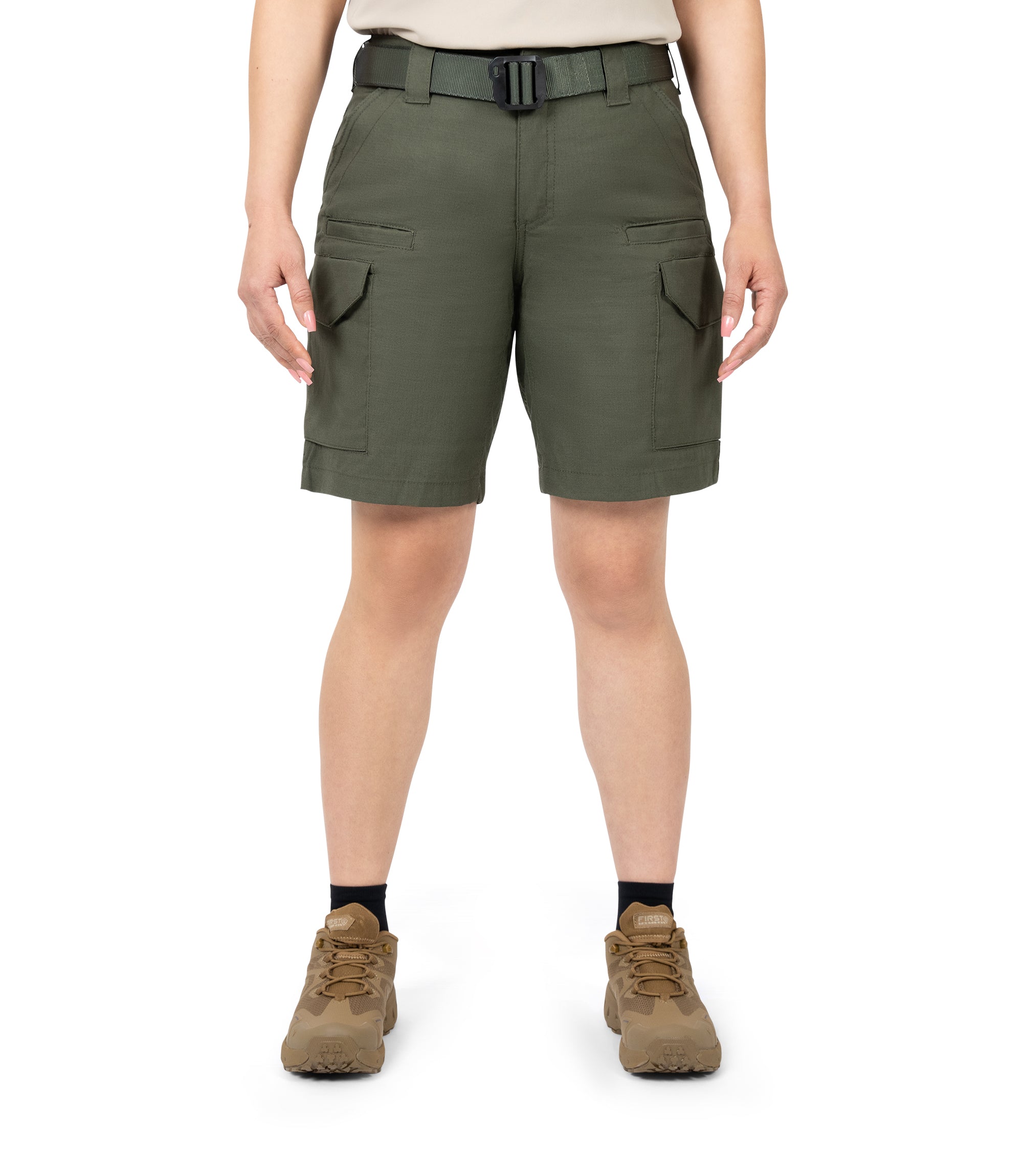Front view of Women's V2 Tactical Short in OD Green|color_OD Green