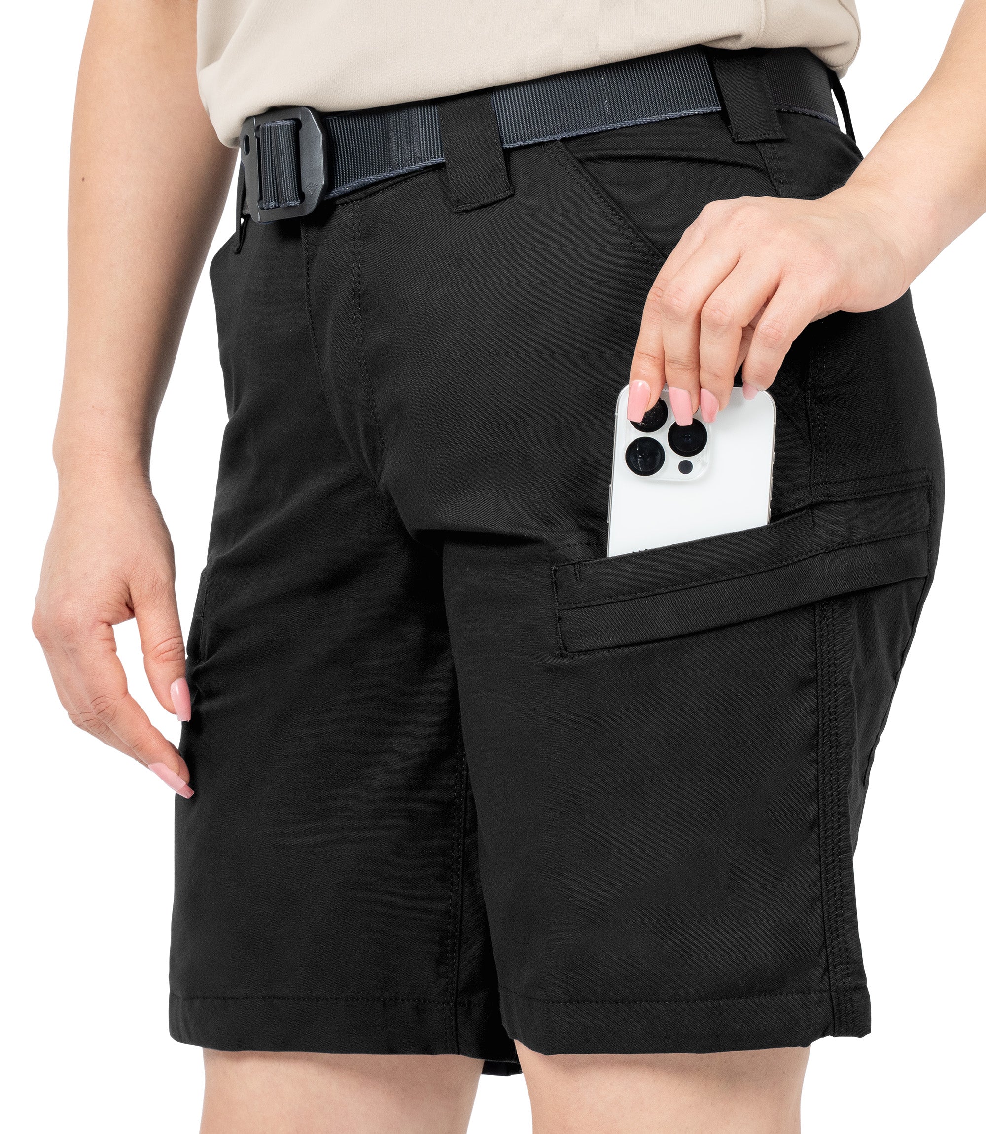 Close-up of cell phone entering side pocket |color_black