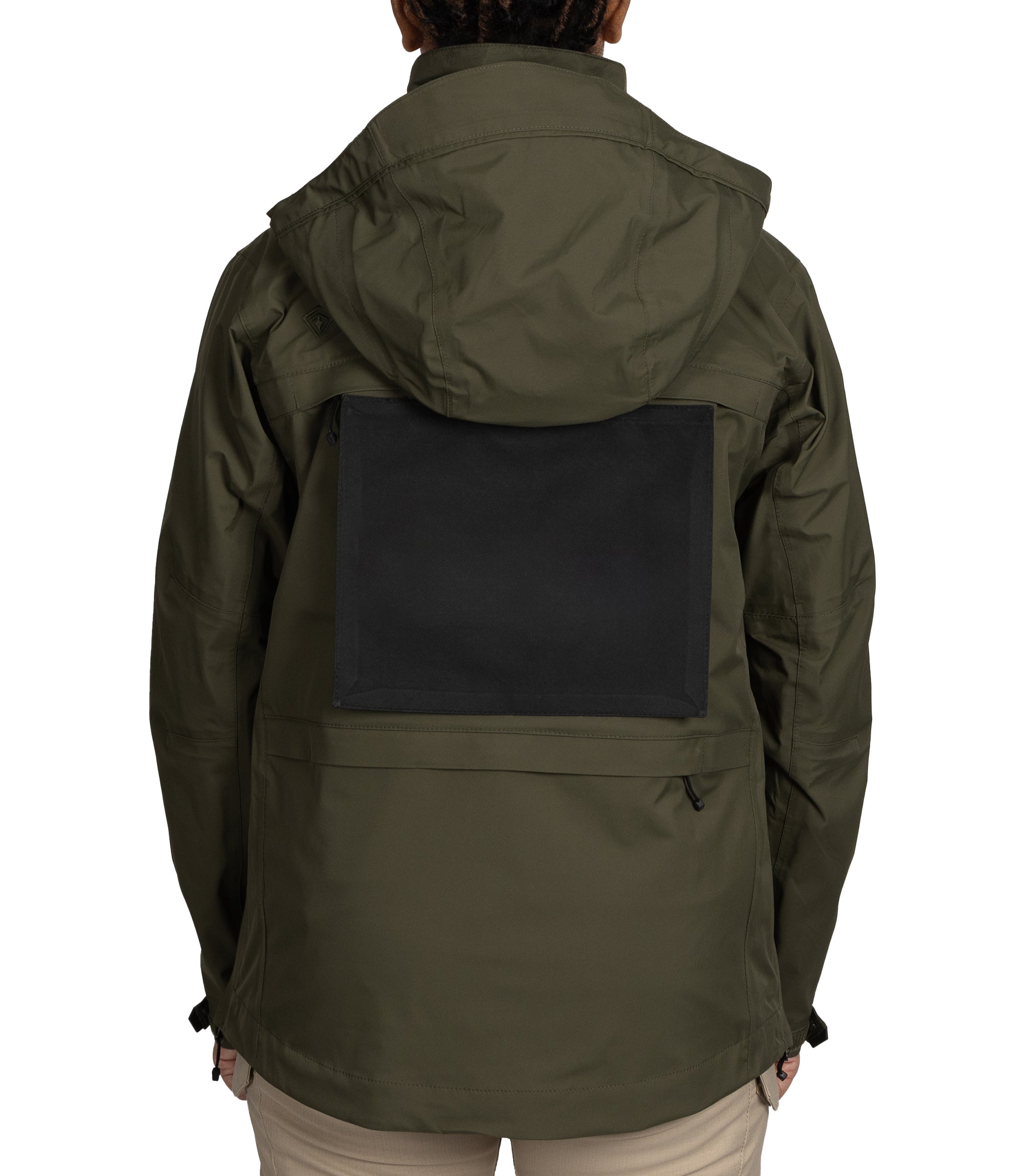 Back view with pull-out panel of Women’s Tactix 3-In-1 System Parka in OD Green|color_od green